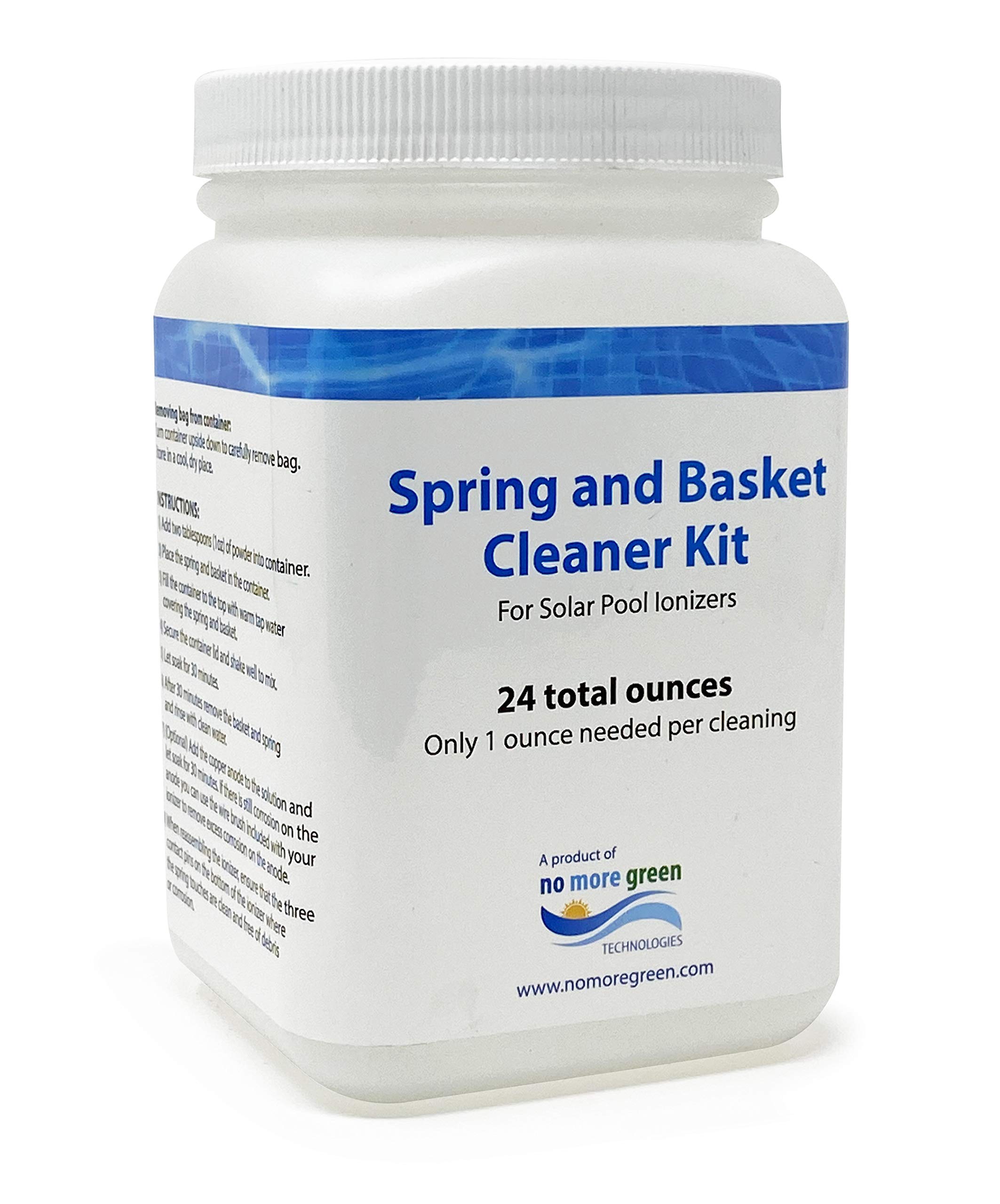 Solar Pool Ionizer Cleaning Kit with Copper Ionizer - Includes Spring & Basket Cleaner for Easy Pool Maintenance (Up to 24 Cleanings) - Lifetime Warranty - Perfect for Inground & Above Ground Pools, Spas & Hot Tubs