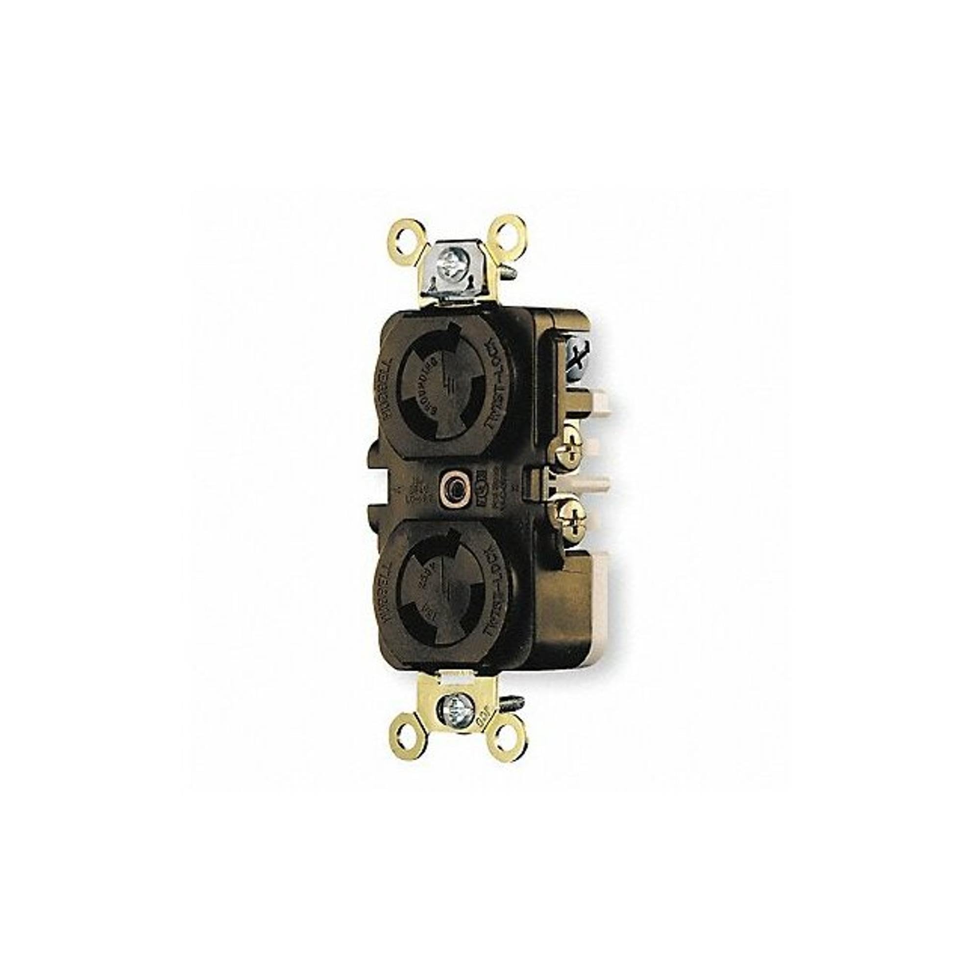 Hubbell HBL4550 RTP 15A 250V Twist-Lock Duplex Receptacle, 2-Pole 3-Wire Grounding, Brown - Ideal for Industrial and Commercial Power Distribution