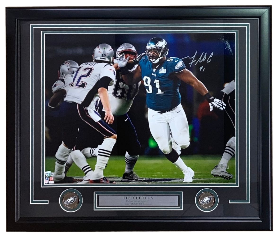 Fletcher Cox Autographed Framed 16x20 Philadelphia Eagles Super Bowl 52 Photo - Limited Edition Collectible for Eagles Fans - Perfect for Man Cave, Sports Memorabilia Room, or Gift for NFL Enthusiasts