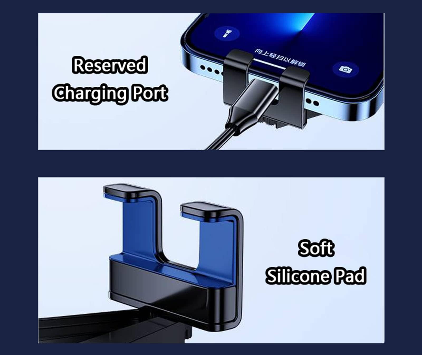 VODHXA Universal Car Phone Holder - Adjustable & Flexible Smartphone Mount with 360° Rotation for iPhone, Samsung, Galaxy - Perfect for Driving, Navigation & Hands-Free Calls