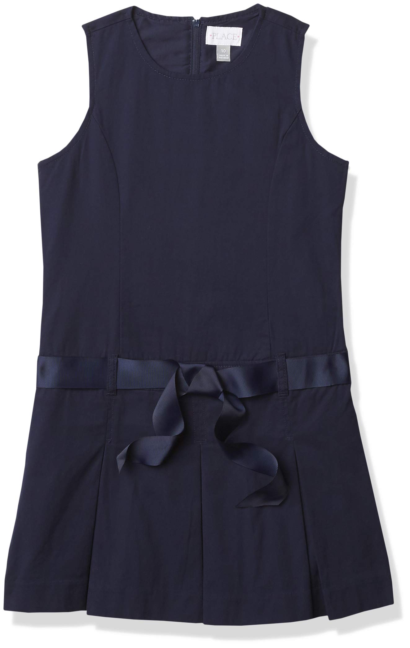 The Children's Place Girls' Uniform Belted Jumper Dress in Tidal Blue - Perfect for School, Church & Special Occasions