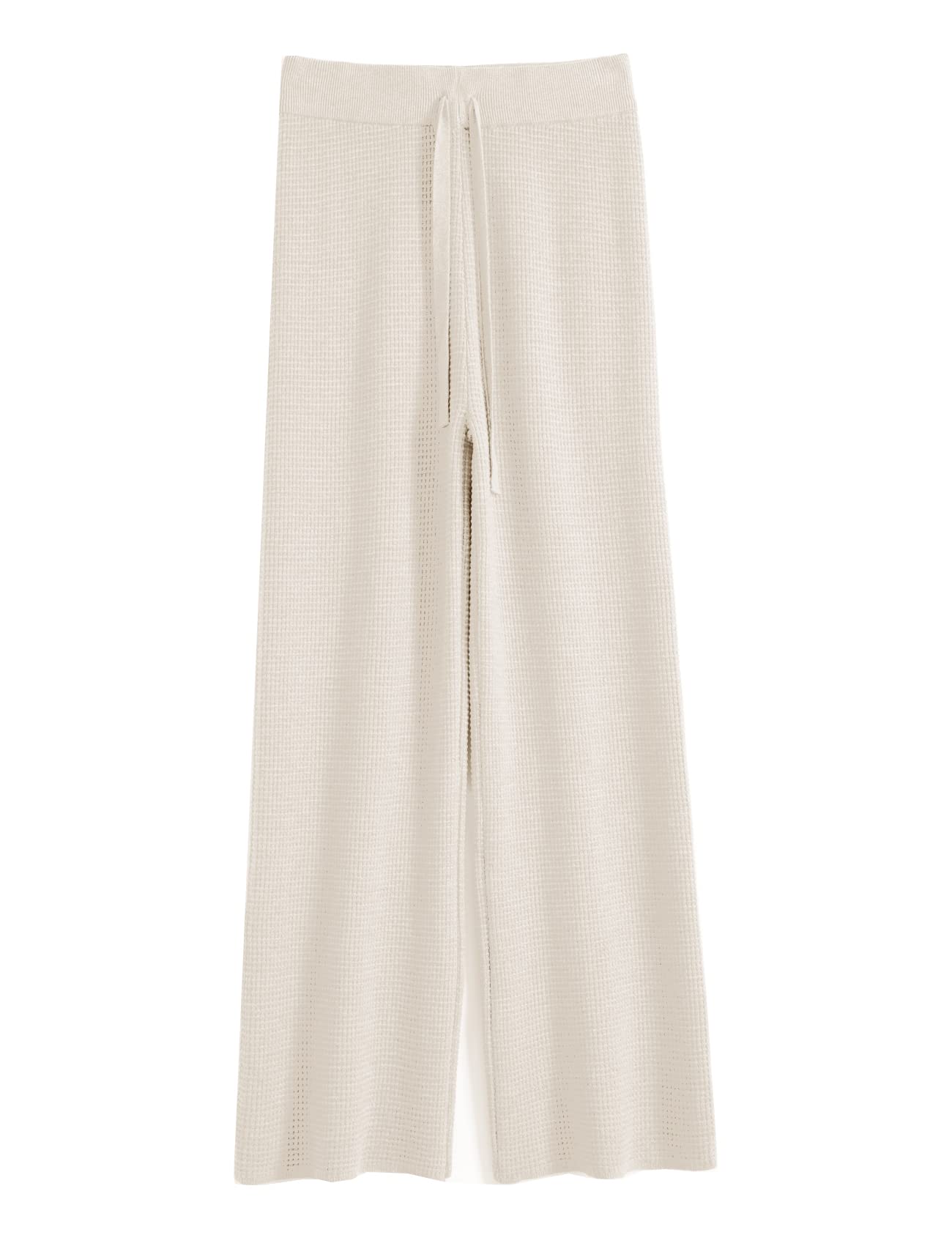 Women's Waffle Knit Lounge Pants - High Waisted Wide Leg Sweatpants with Drawstring & Elastic Waistband | Cozy Casual Wear for Home, Yoga & Travel