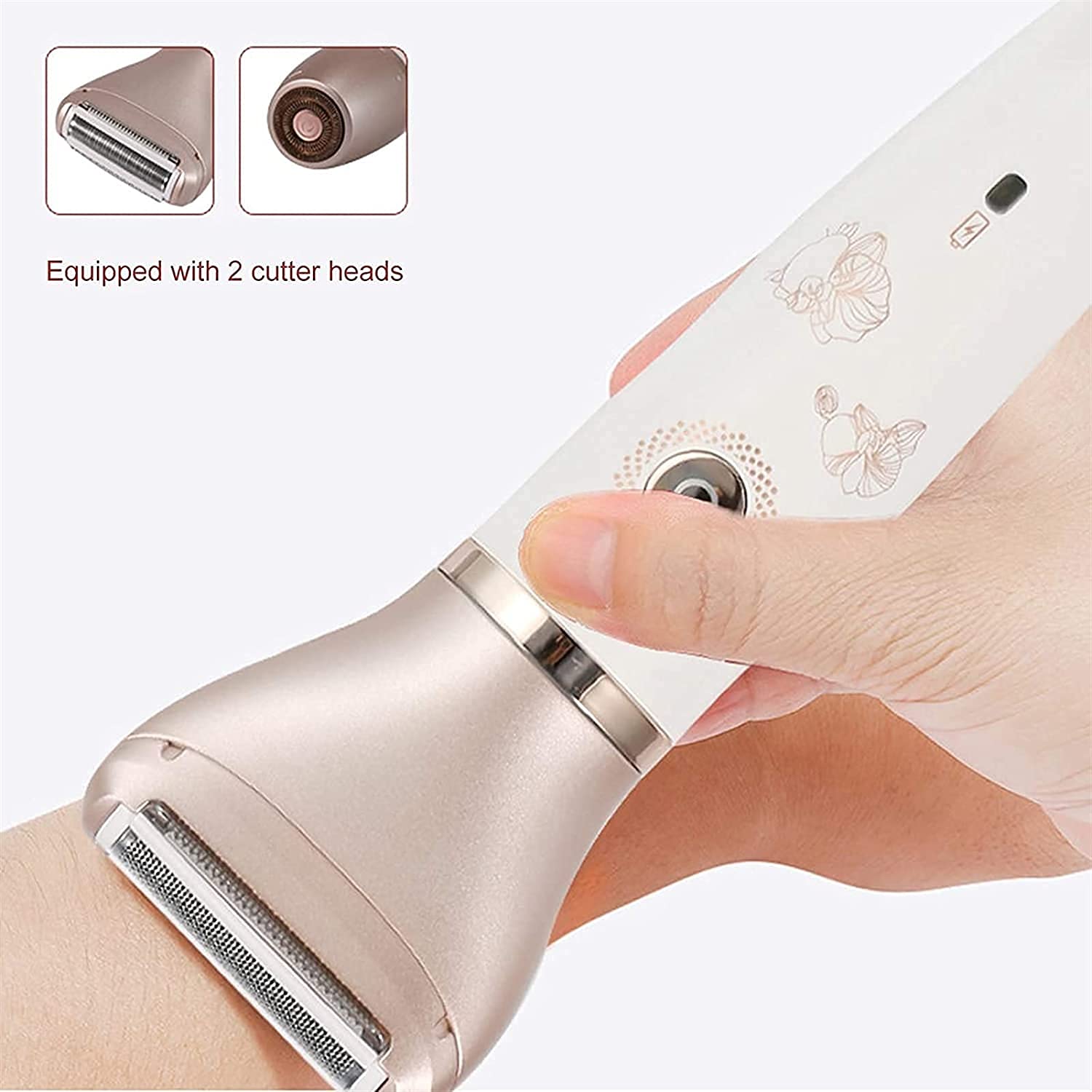 2 in 1 Electric Epilator & Hair Shaver for Women - Waterproof USB Rechargeable Ladies Hair Trimmer & Remover - Perfect for Legs, Underarms, Bikini Line & Full Body Hair Removal at Home or Travel