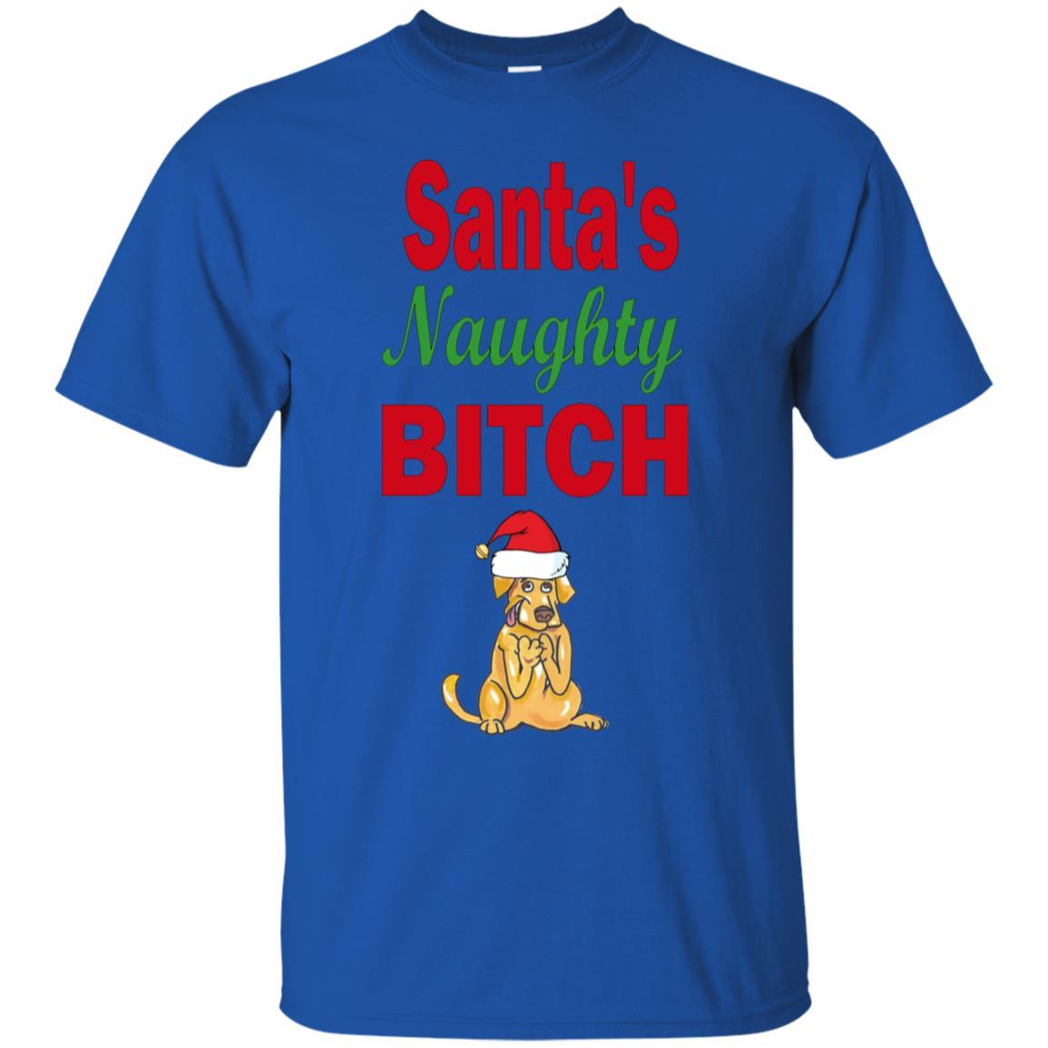 Santa's Naughty Bitch Cotton T-Shirt | Funny Christmas Party Outfit | WineyBitches.co | Perfect for Holiday Gatherings & Ugly Sweater Parties