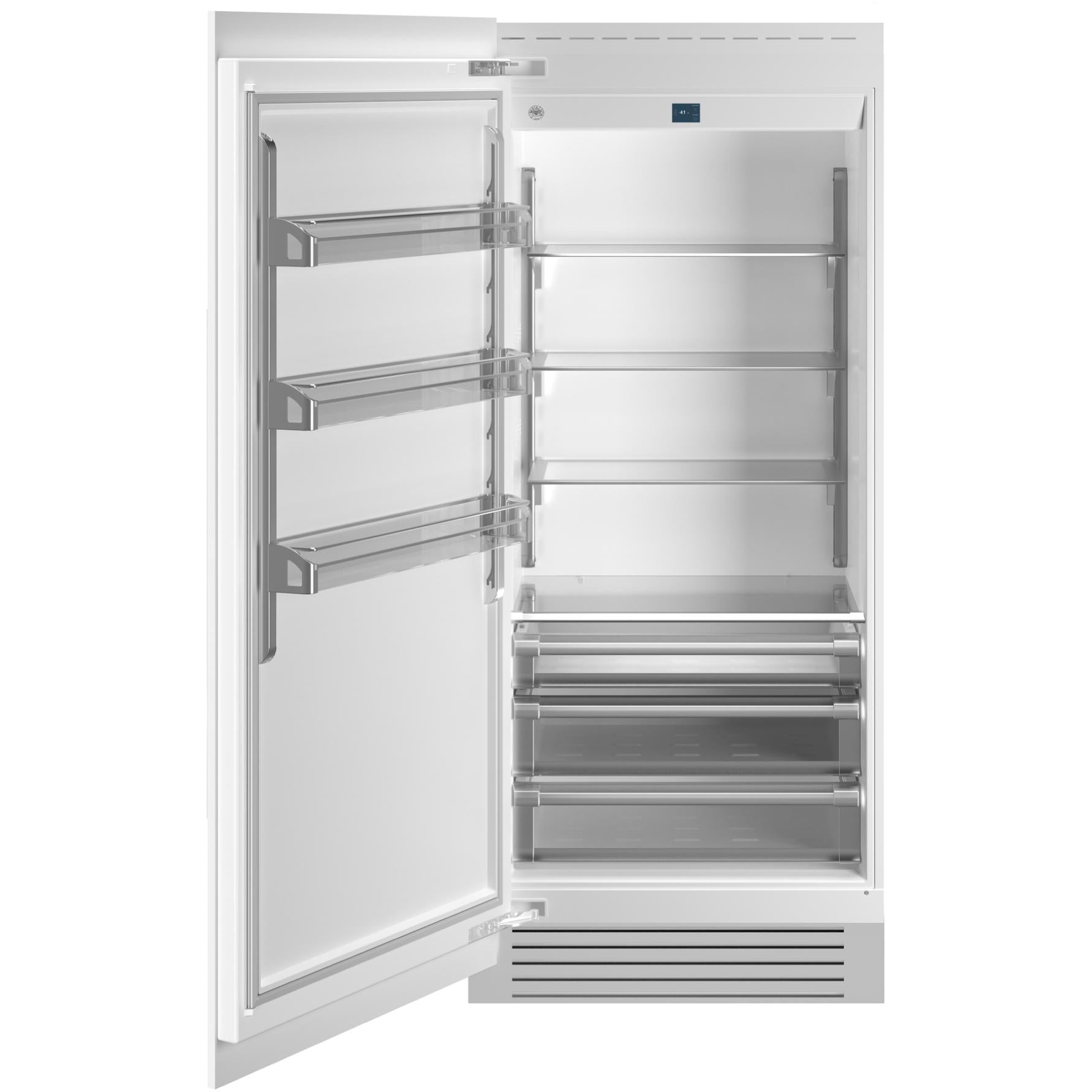 Bertazzoni 36 Inch Built-In All Refrigerator - 21.5 cu.ft Capacity, LED Lighting, Stainless Steel (REF36RCPIXL/23) - Perfect for Modern Kitchens and Open-Concept Living Spaces