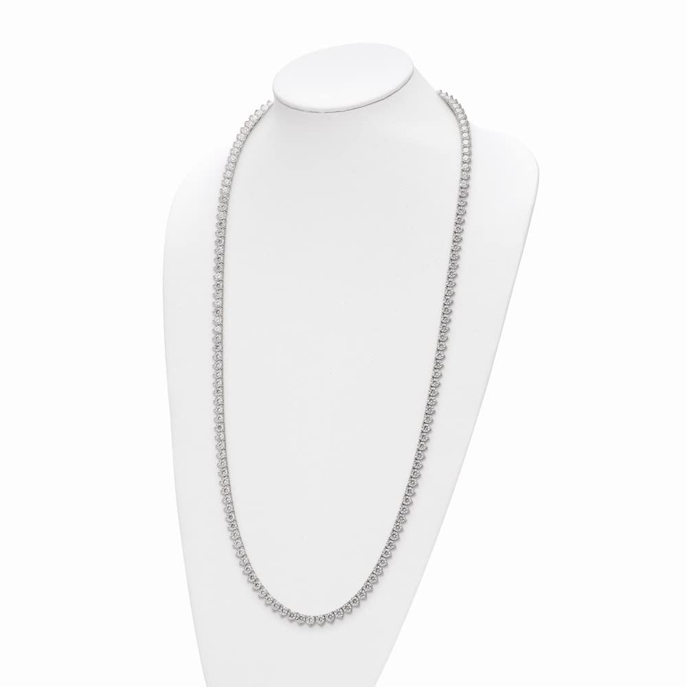 Sterling Silver Rhodium-Plated CZ 36-Inch Necklace for Women | Elegant Cubic Zirconia Pendant | Perfect for Parties, Weddings & Everyday Wear