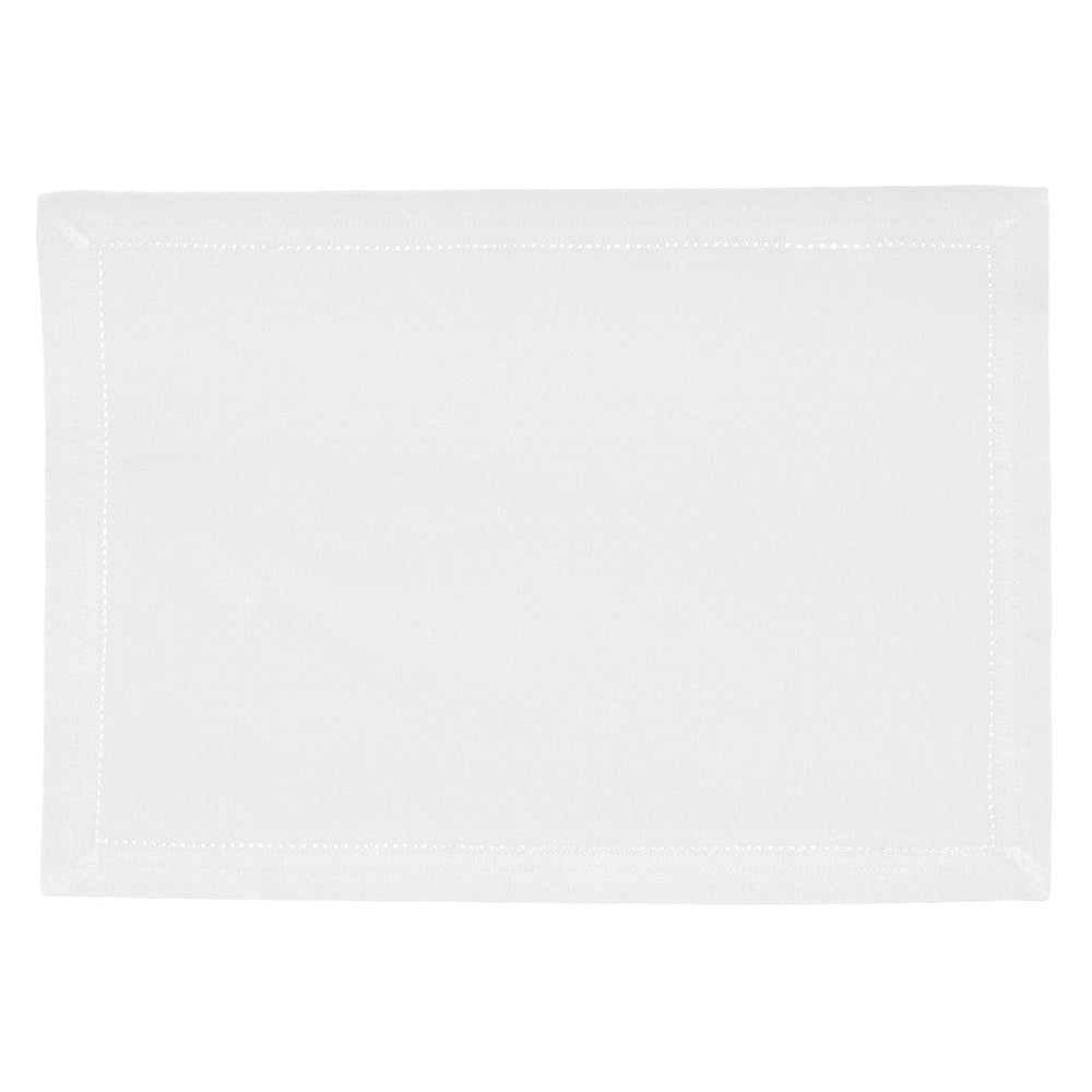 Premium Hemstitch Linen Placemats Set of 2 - Elegant White Table Mats for Dining, Parties & Home Decor - Washable & Durable Place Settings for Everyday Use