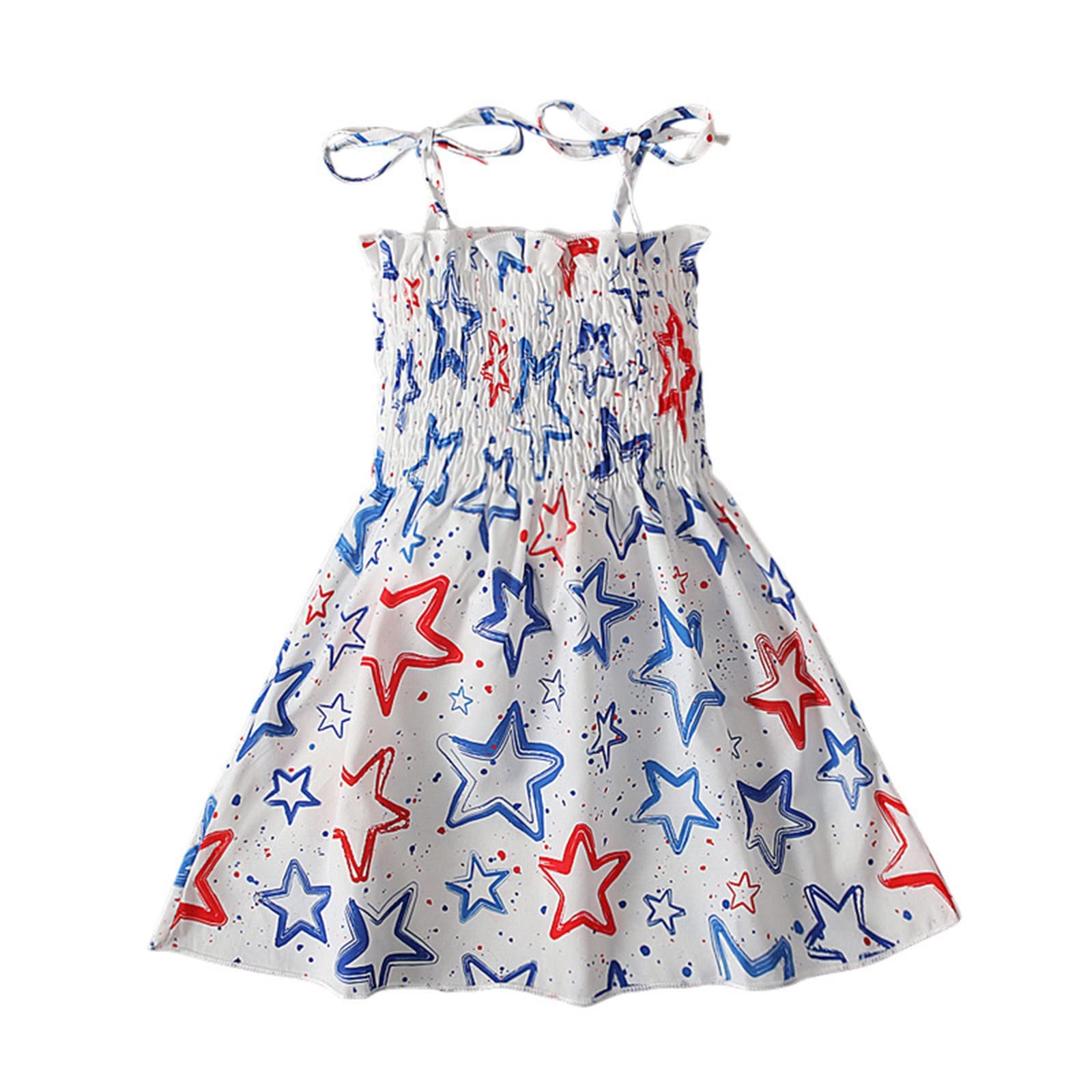 TANGTANGYI Girls Midi Dress with 3/4 Sleeves, High Neck & Pleated Geometric Print - Elegant Ruched Tie Design for Wedding Guests & Special Occasions