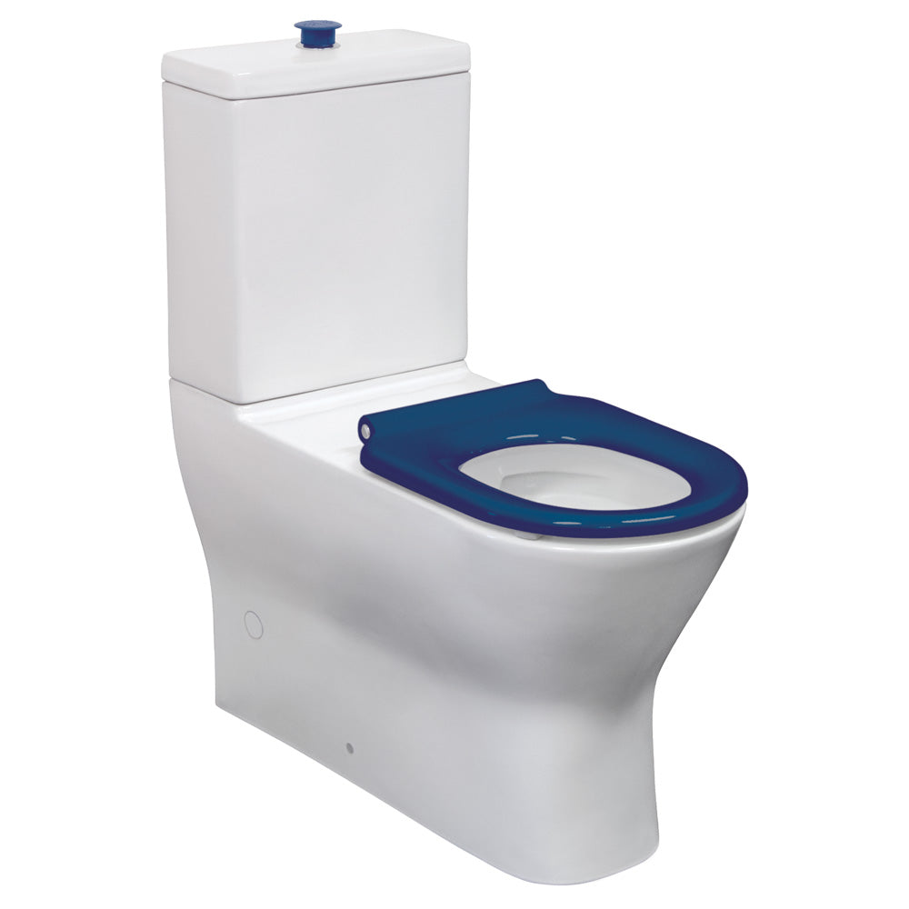 Fienza K013P Delta Care Back to Wall Toilet Suite with P Trap 180mm & Blue Seat - Modern Bathroom Solution for Small Spaces & Water Conservation