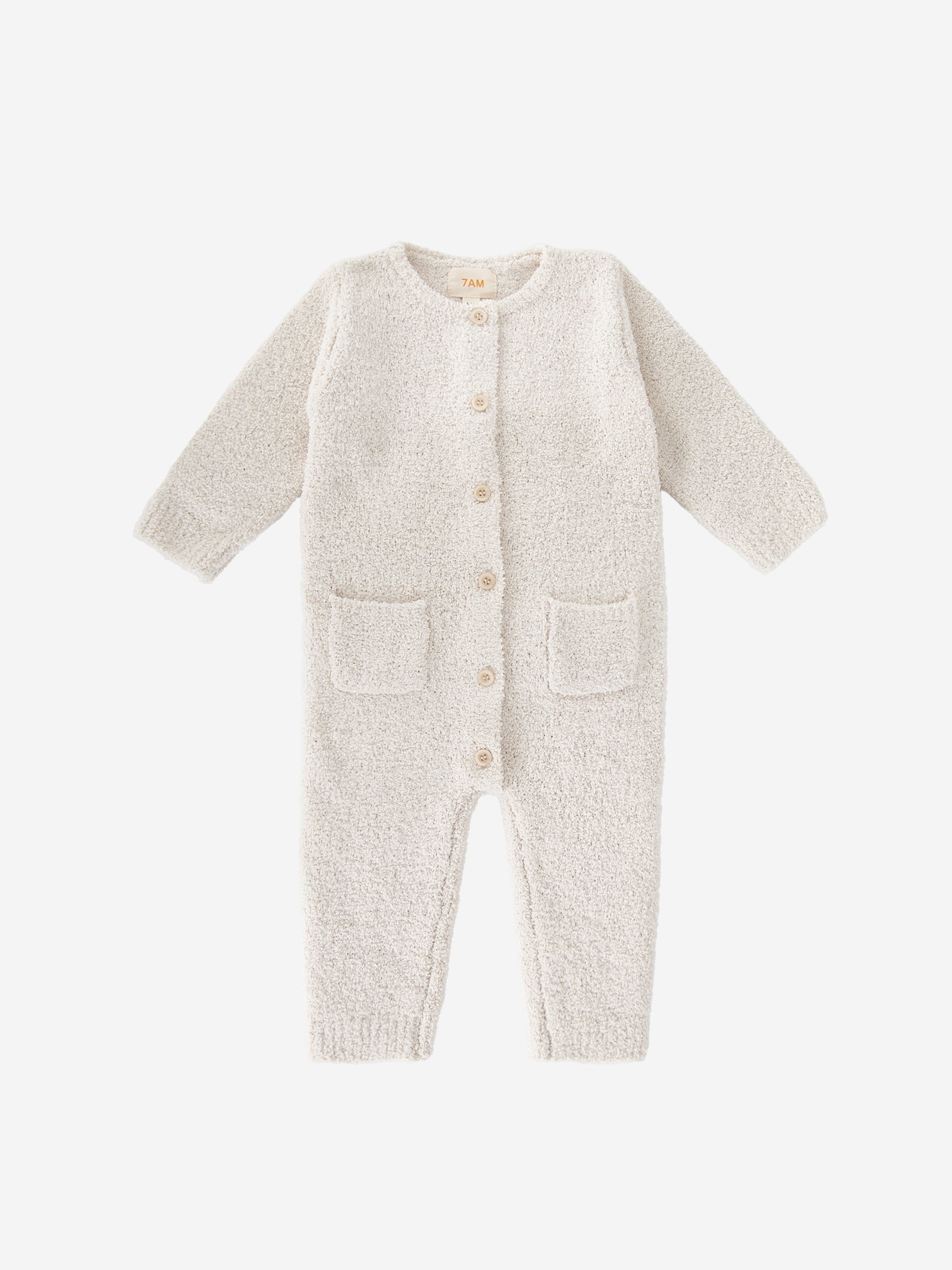 7AM Enfant Baby Fuzzy Long Sleeve Romper - Soft Ivory Winter Jumpsuit for Newborns & Infants | Cozy Outfit for Playtime, Photos & Family Gatherings