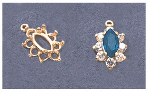 8x4mm Marquise Shape Cluster Dangle Pendant & Earring Setting in Solid Sterling Silver or 14k Gold (166 273/146 273) - Perfect for Wedding Jewelry, Bridal Accessories & Special Occasion Gifts