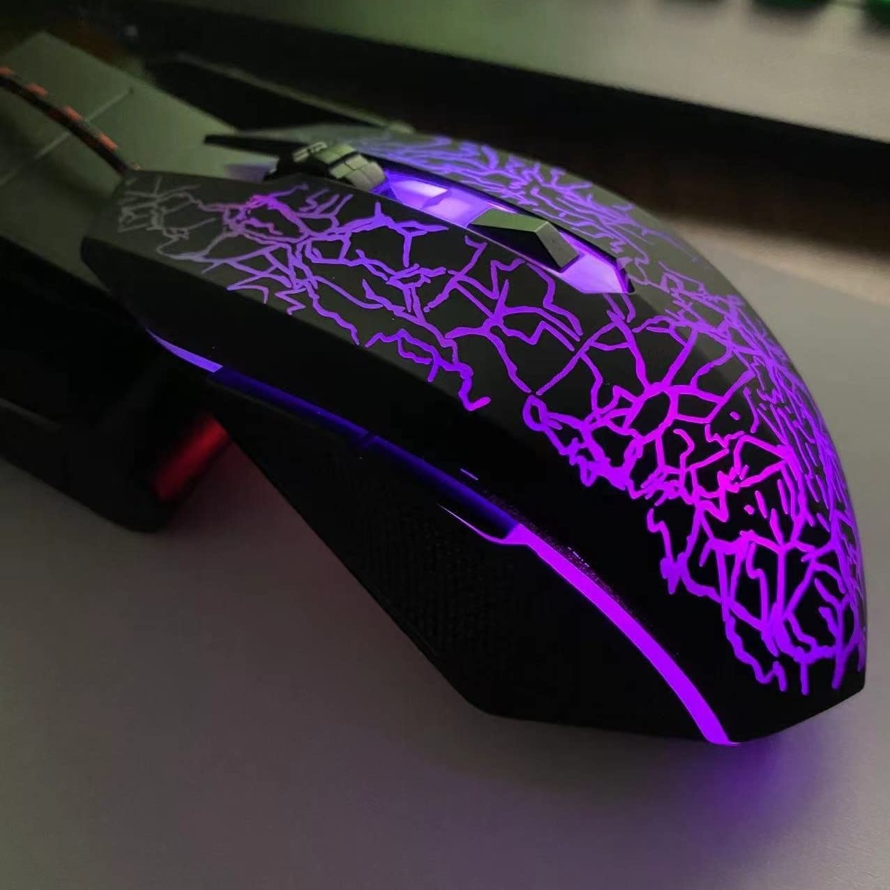 Premium Wired Gaming Mouse - USB Optical Computer Mouse with 7-Color RGB Backlight, 4 Adjustable DPI (800-3600), Ergonomic Design & 6 Programmable Buttons - Perfect for PC Gaming, Esports, Office Work & Graphic Design
