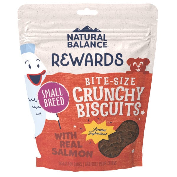 Natural Balance Crunchy Dog Biscuits with Real Salmon - Small Breed Recipe, 8oz - Healthy Treats for Training & Dental Care