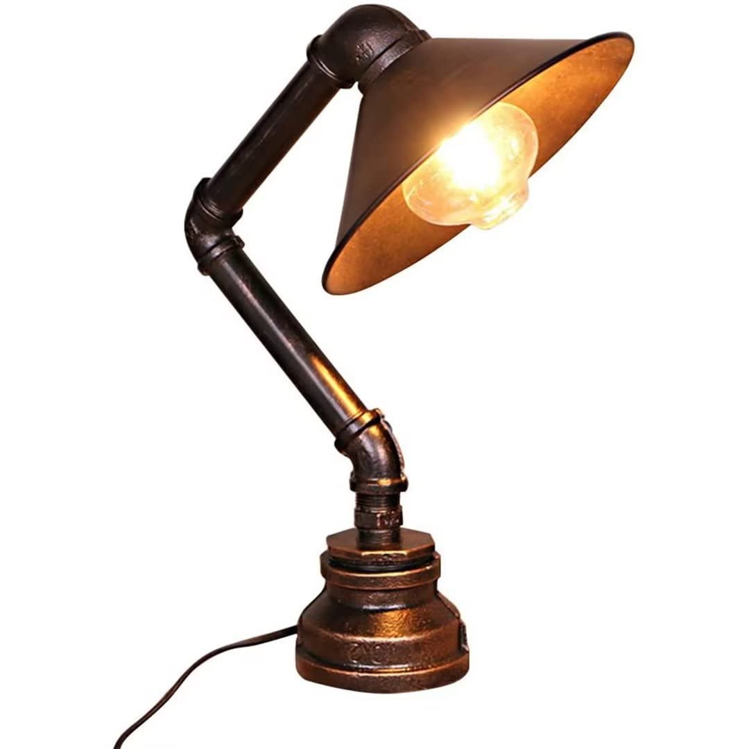 Steampunk Industrial Pipe Table Lamp - Vintage Retro Desk Light for Coffee Bar, Restaurant & Home Decor - Unique Robot-Themed Lighting for Cafe, Wine Dispenser & Bar Supplies - Perfect Steampunk Decoration for Dining Room, Office or Man Cave