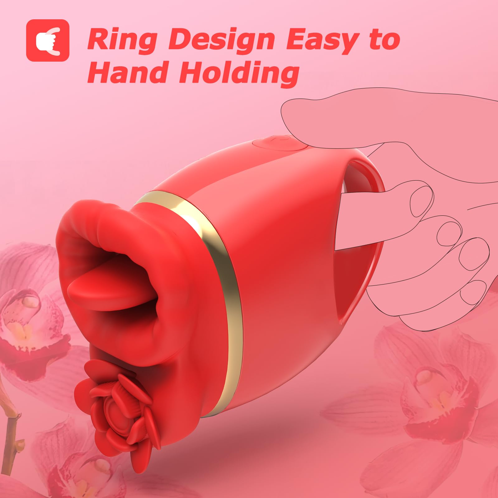 7-Speed Rose Clitoral Vibrator with Licking & Tapping Modes - 2-in-1 Nipple Stimulator for Women - Waterproof Mini Sex Toy for Couples Play & Solo Pleasure
