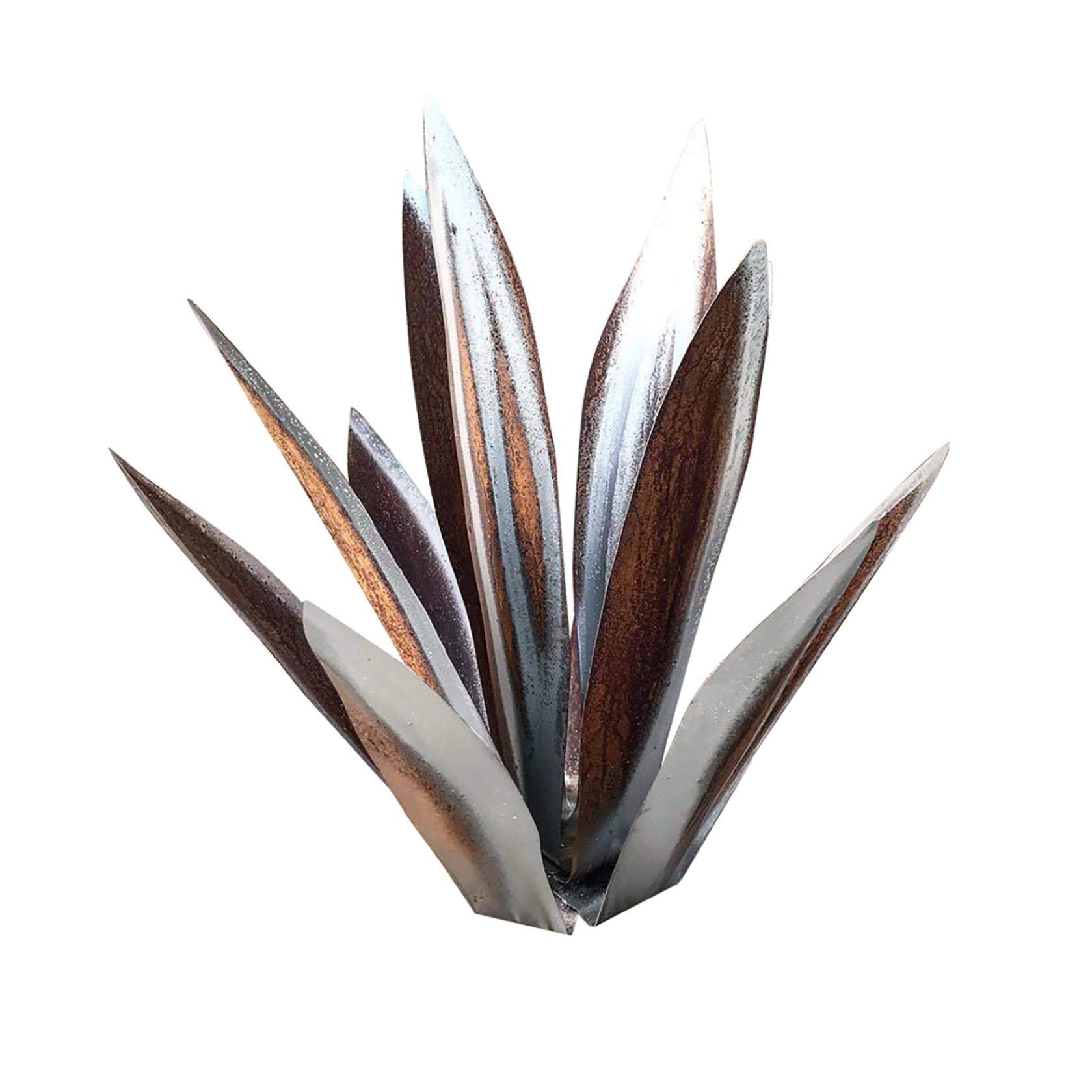 Ussuma Hand-Painted Metal Tequila Sculpture - 9-Leaf DIY Agave Plant for Garden, Lawn & Patio Decor - Outdoor Yard Art in White (11/25 Inch, Small Size) - Perfect for Mexican-Themed Parties, Southwest Landscaping & Backyard Decorations