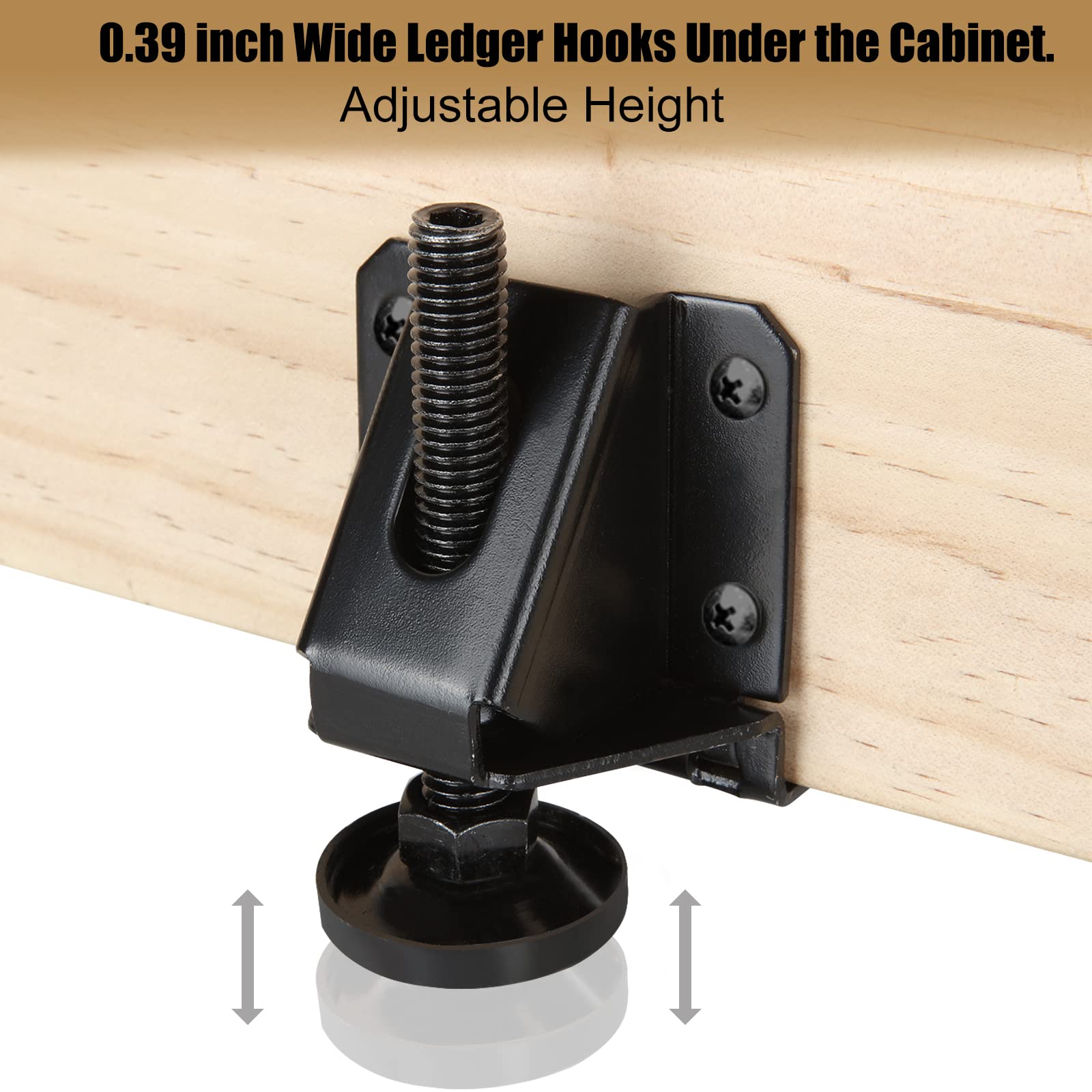 DAJAVE 4 Pack Heavy Duty Adjustable Leveling Feet with Screws, Lock Nuts & Wrench - Furniture Leg Levelers for Tables, Cabinets, Workbenches (Black) - Perfect for Uneven Floors & Home Office Setup