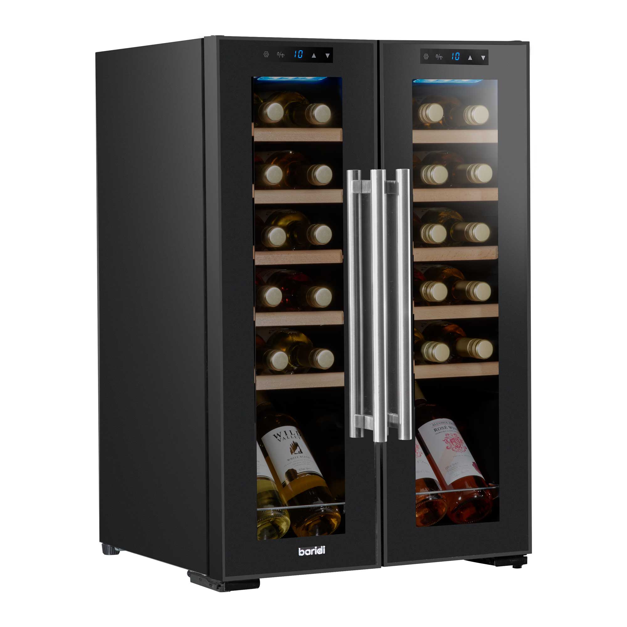 Baridi 24 Bottle Dual Zone Wine Cooler Refrigerator - Touch Screen Control, LED Lighting & Mirror Glass Door - Perfect for Home, Office, or Restaurant Wine Storage (Model DH97)