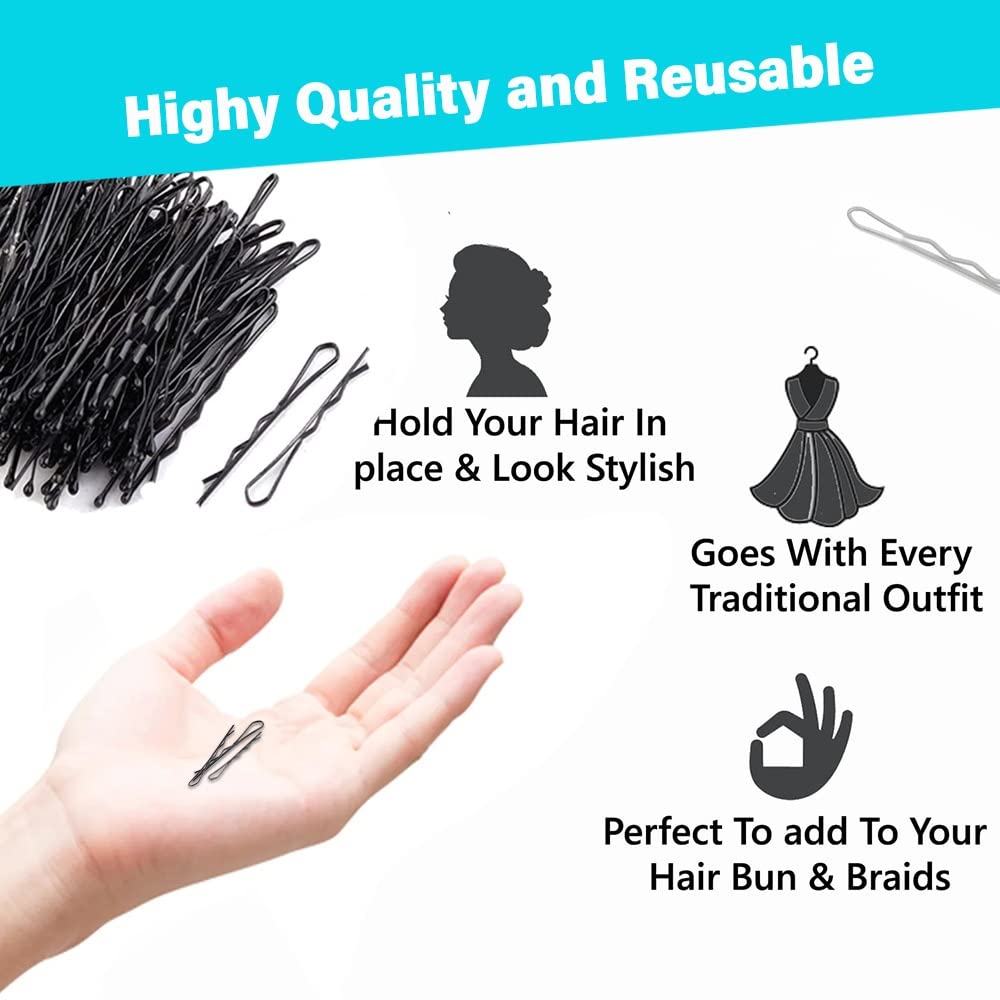 144 Pcs Tandem Bobby Pins for Women & Girls - Black Hair Clips for Hairstyling, Secure Hair Styling Accessories - Perfect for Updos, Braids, Bun Hairstyles & Everyday Use