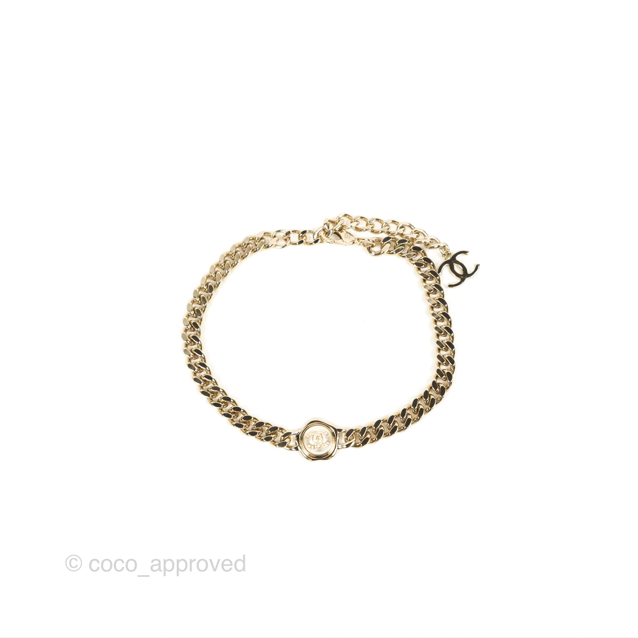 Chanel Chain Pearl CC Choker Necklace in Gold Tone - 22S Collection | Elegant Pearl & Chain Design for Women's Fashion, Party & Evening Wear
