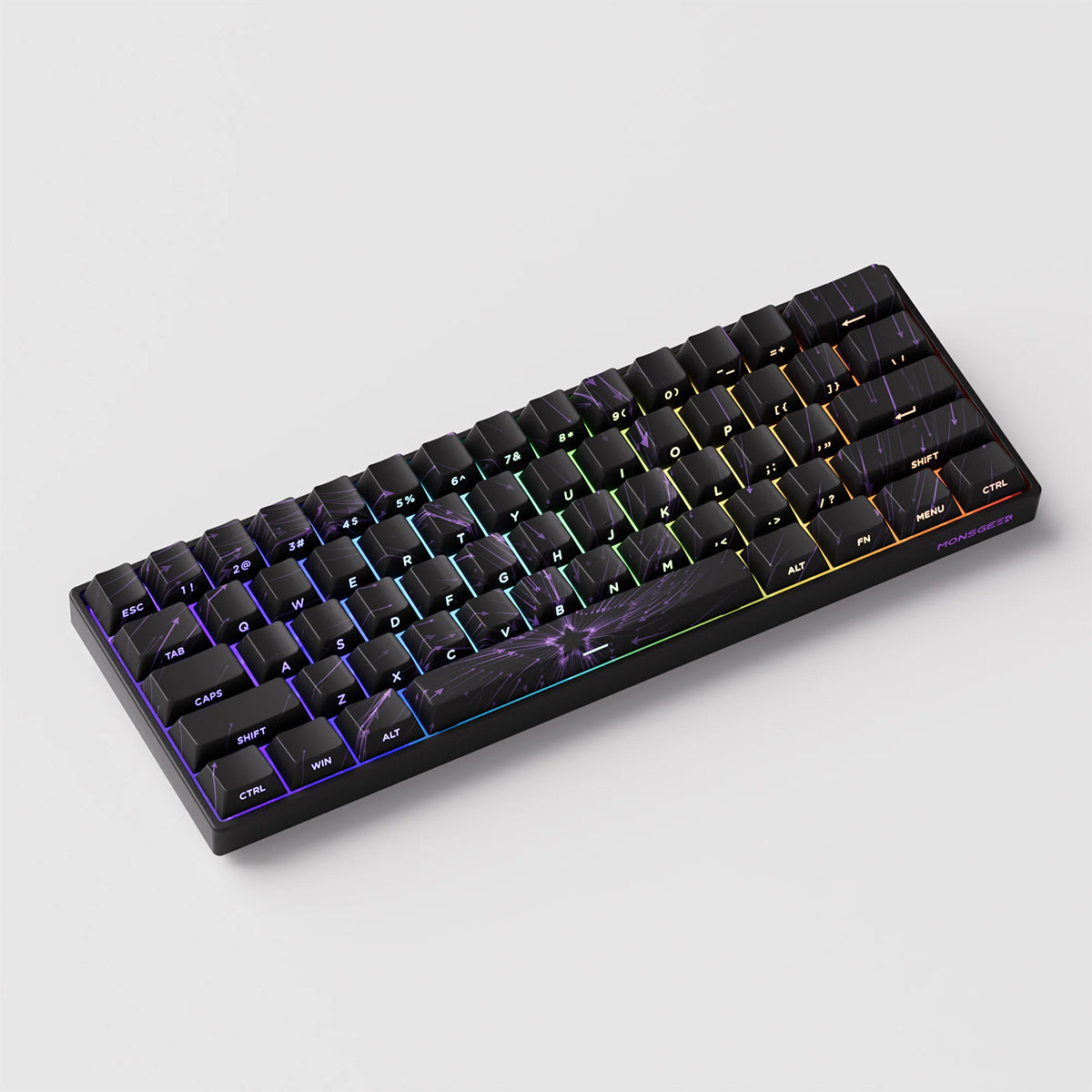 Akko Monsgeek Fun60 Max 60% Wireless Hall Effect Gaming Mechanical Keyboard - Black Nebula Glare Magnetic Switch - Perfect for Esports, Office Work & Typing Enthusiasts