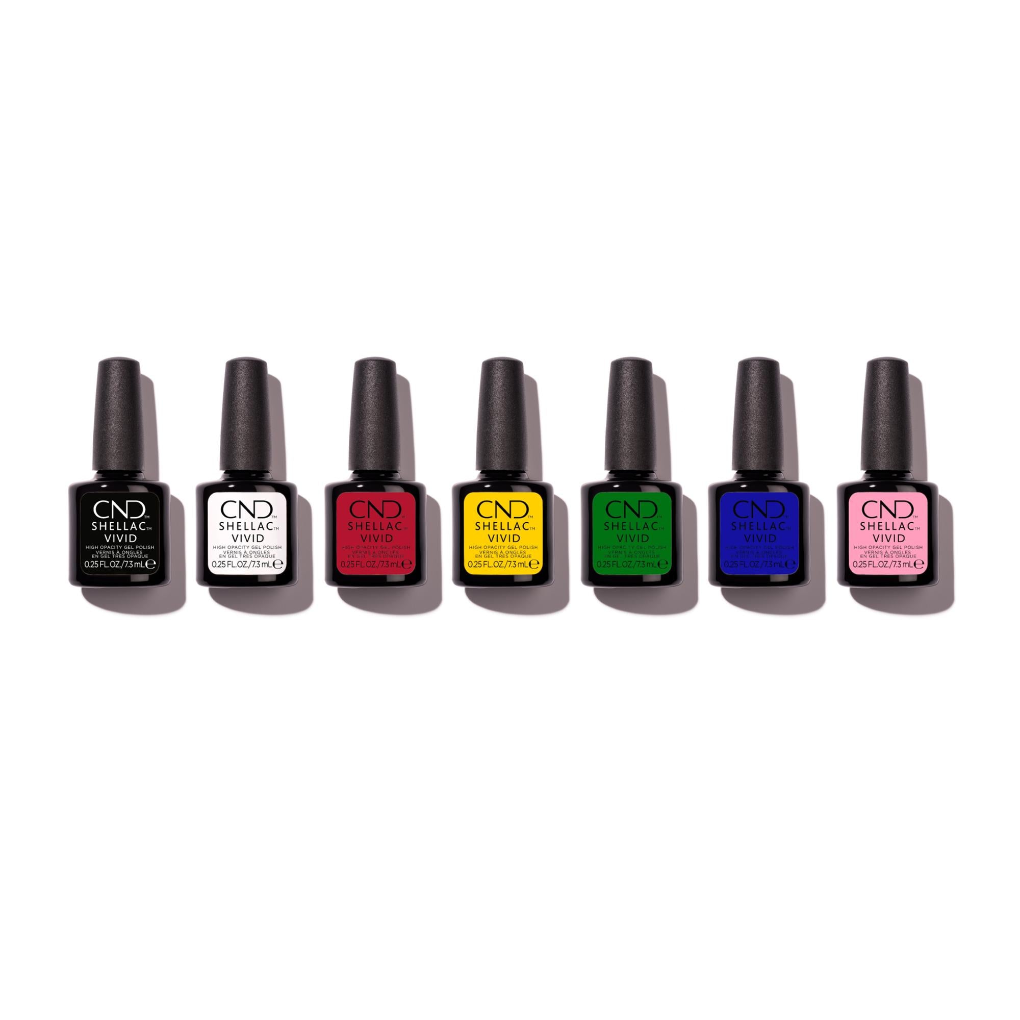 CND Shellac Nail Polish Set - Vivid Prepack Collection (7-Piece Kit) for Professional Salon & At-Home Manicures