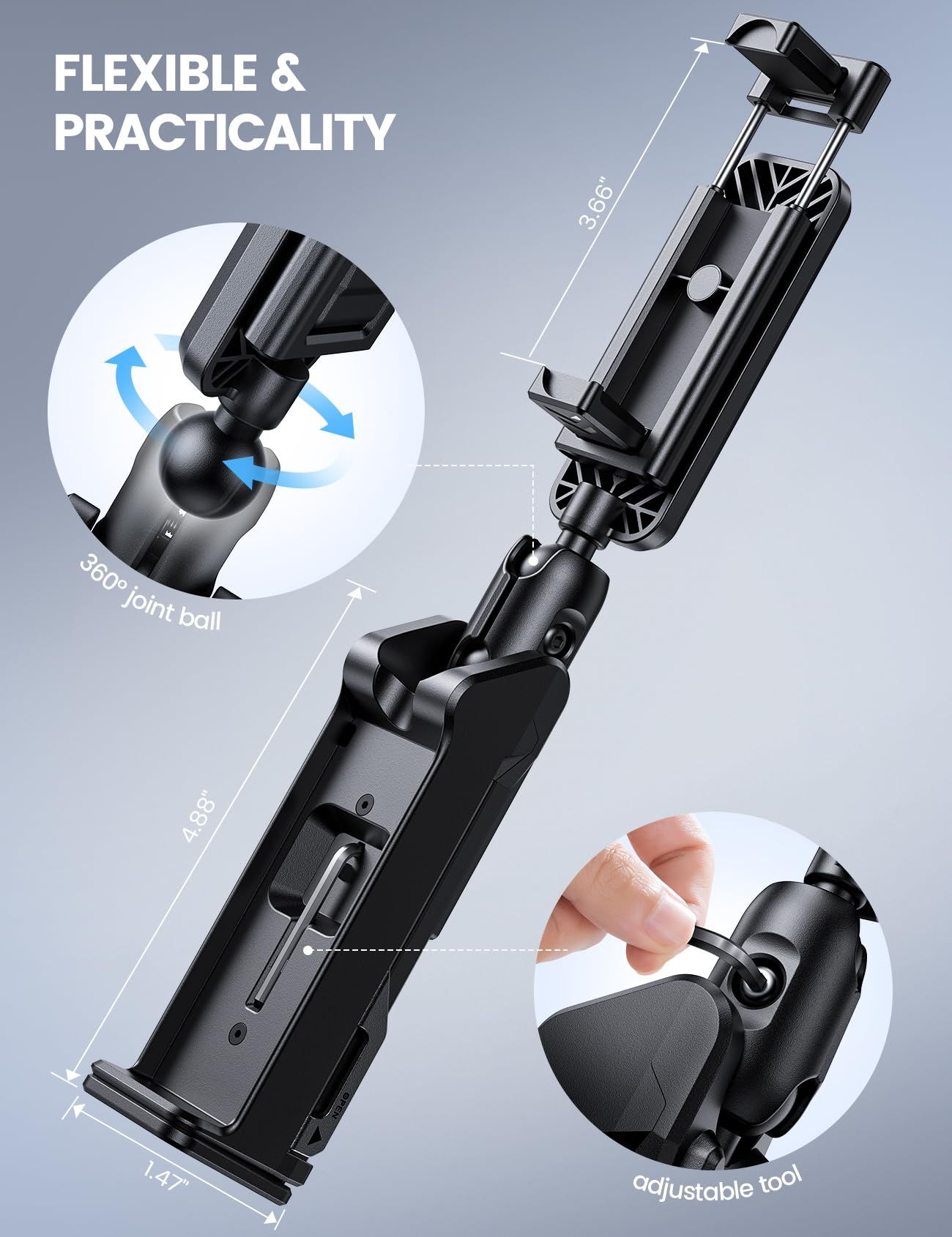 Lamicall 2024 Wider Clamp Airplane & Car Phone Holder - Universal Adjustable Phone Mount for Travel, Commuting & Hands-Free Driving