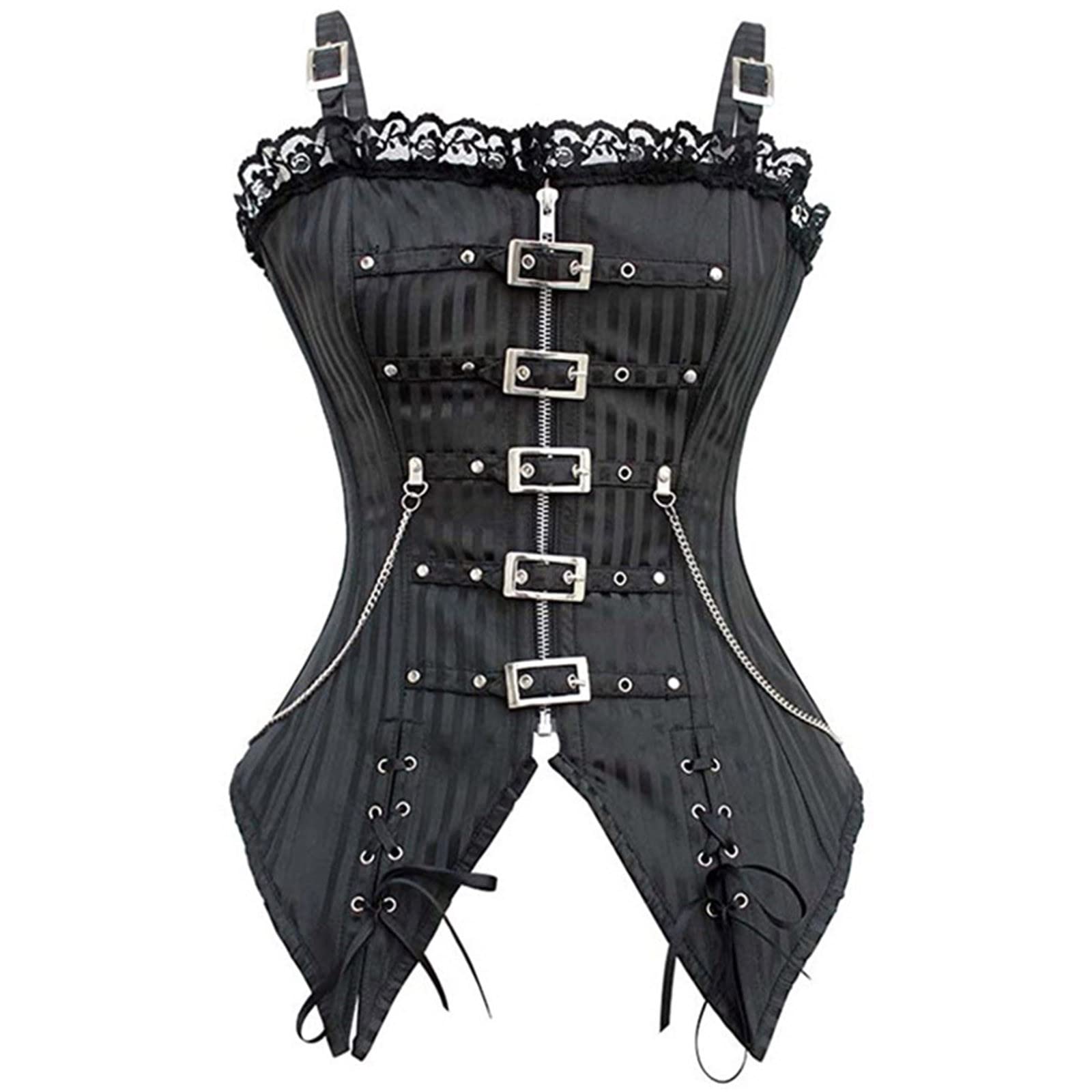 Vintage Gothic Lace Corset Bodysuit for Women - Medieval Cottagecore Lingerie & Shapewear - Perfect for Cosplay, Halloween, and Burlesque Outfits