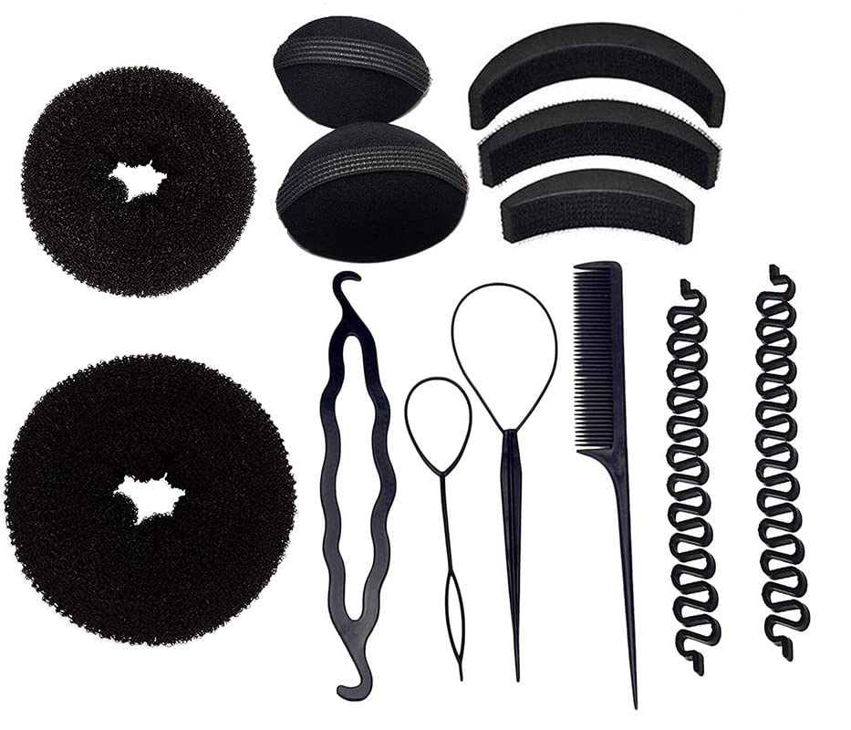 LYTIX 13-Piece Banana Bumpit Hair Volumizer Set - Hair Donut Bun Maker, Magic Hair Puff Up & Topsy Tail Ponytail Tool for Women - Perfect for Parties, Weddings & Everyday Hairstyling