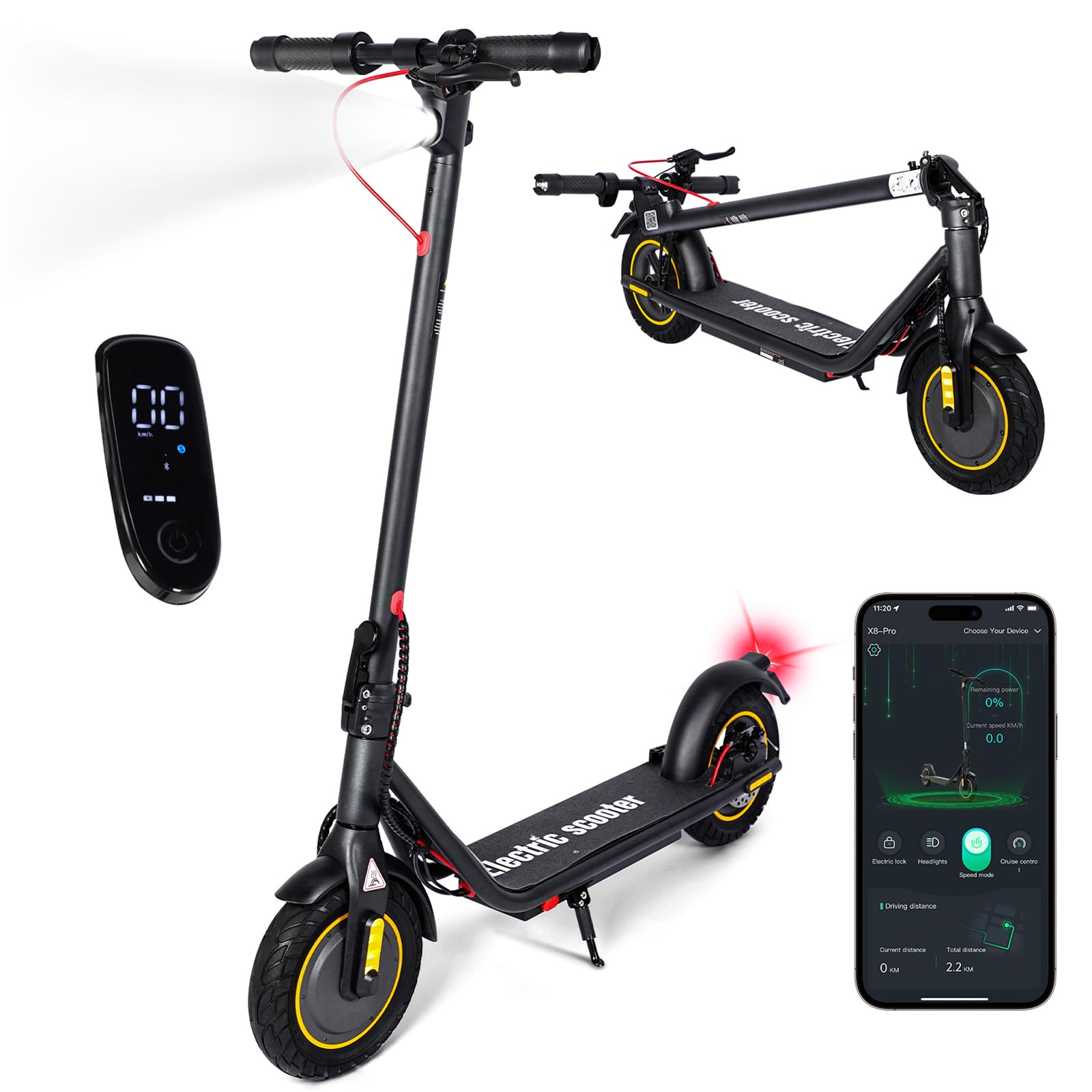 500W Electric Scooter for Adults - Foldable 10 Inch Wheels, APP Connectivity, Front & Rear Brakes - Perfect for Commuting & Urban Travel