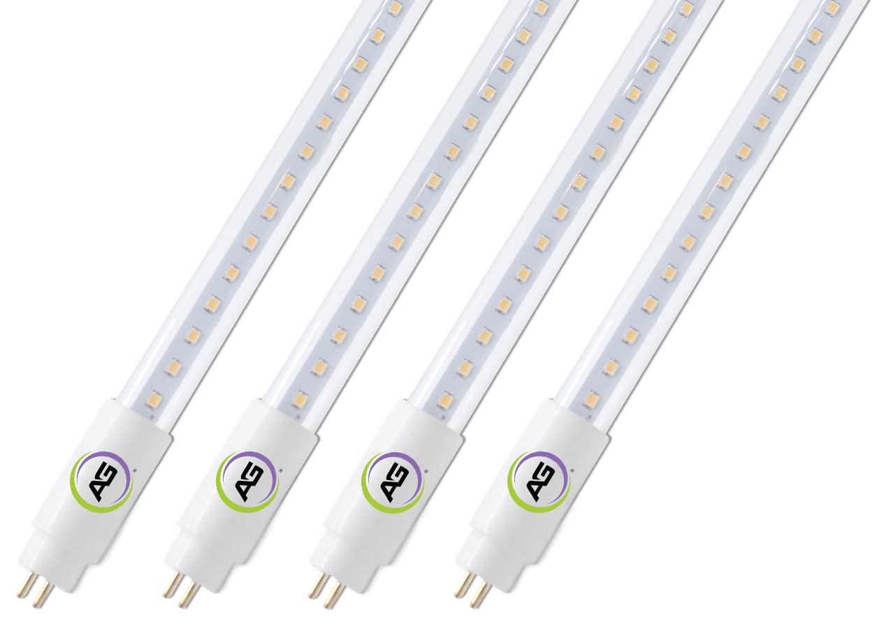 Active Grow T5 High Output Plug & Play 2FT LED Grow Light - Full Spectrum Sun White 95 CRI for Indoor Plants, Herbs, Microgreens, Vegetables & Flowering - 12W Energy Efficient LED Tube - Easy Direct Replacement (4-Pack) - Perfect for Hydroponics, Greenhouses & Home Gardening