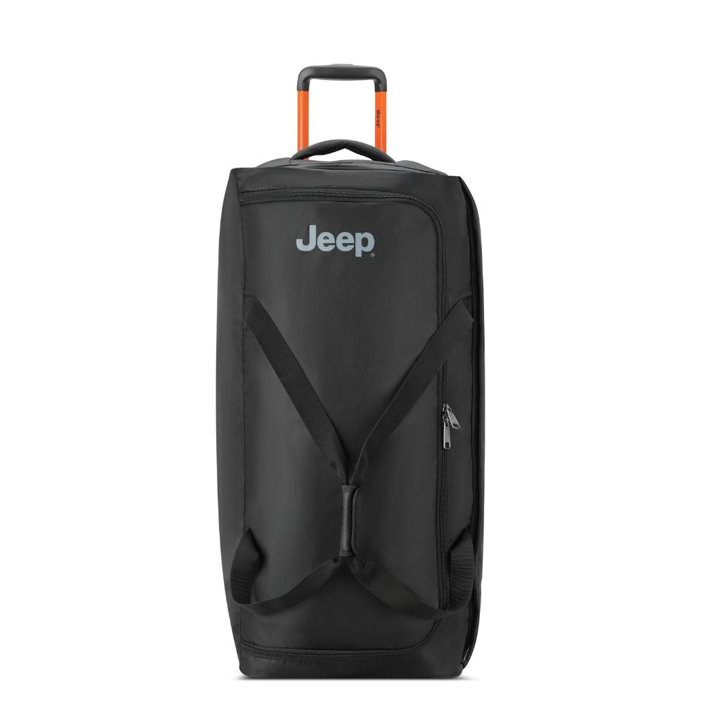 Jeep 83cm Duel Wheel Lightweight Large Duffle Bag - Black | Water-Resistant Travel Duffel for Gym, Camping & Weekend Getaways