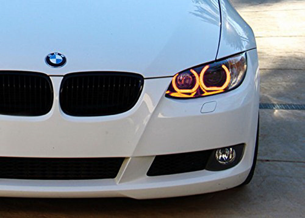 DTM Style RGB LED Angel Eye Halo Rings with Acrylic Covers for BMW Headlights - Upgrade Your BMW's Front Grille & Headlight Style (E36 E46 E90 F30 Models) - Perfect for Night Driving & Car Shows