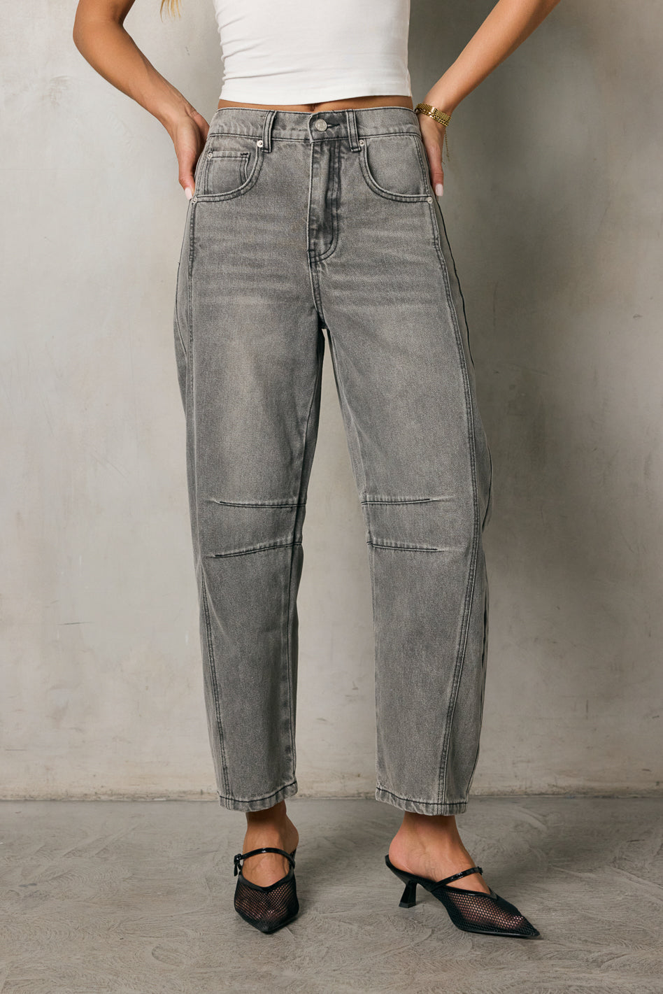 Lisette High Waist Barrel Jeans for Women - Trendy Grey Denim Pants | Perfect for Casual Outfits & Streetwear