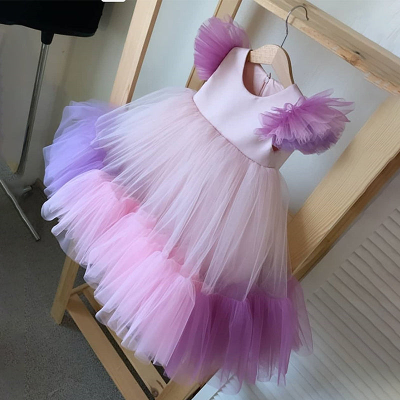 Elegant Baby Girls Butterfly Sleeve Christening Dress - Toddler Princess Performance Dress for Baptism, Birthday Party & Special Occasions