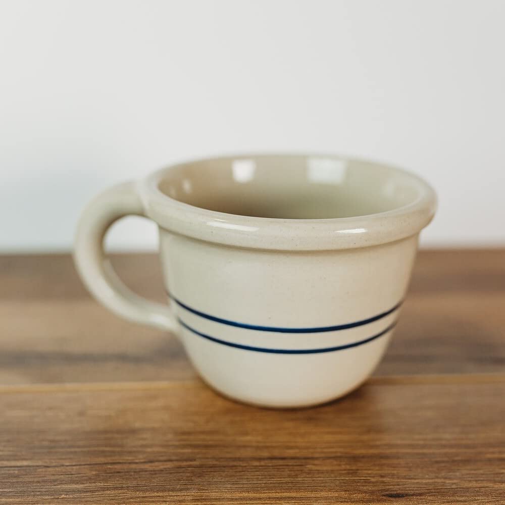 Handmade Heritage Blue Stripe Stoneware Large Soup and Cereal Bowl - Perfect for Family Meals, Breakfast Cereal & Hearty Soups
