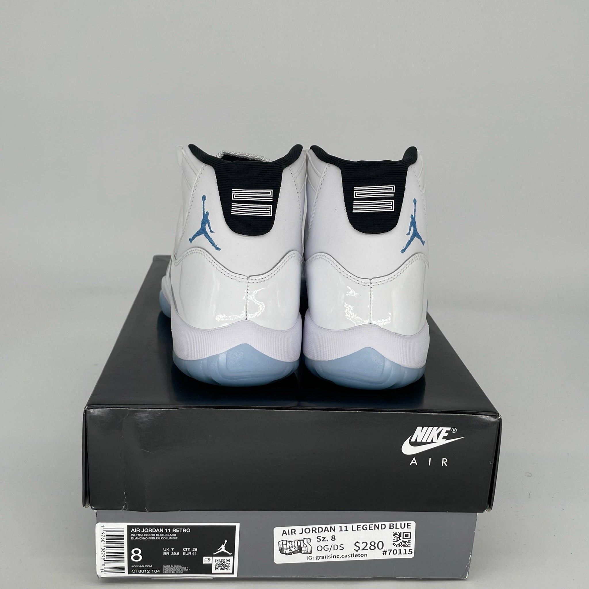 Original Air Jordan 11 Retro 'Legend Blue' Men's Basketball Shoes Size 8 - CT8012-104 | White/Columbia Blue for Sports, Casual Wear & Sneaker Collection