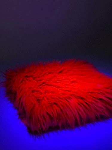 UV Reactive Solid Shaggy Faux Fur Fabric by The Yard - DIY Costume Material for Coats, Scarves, Fashion Accessories (Red) - Perfect for Cosplay, Halloween Costumes & Home Decor Projects