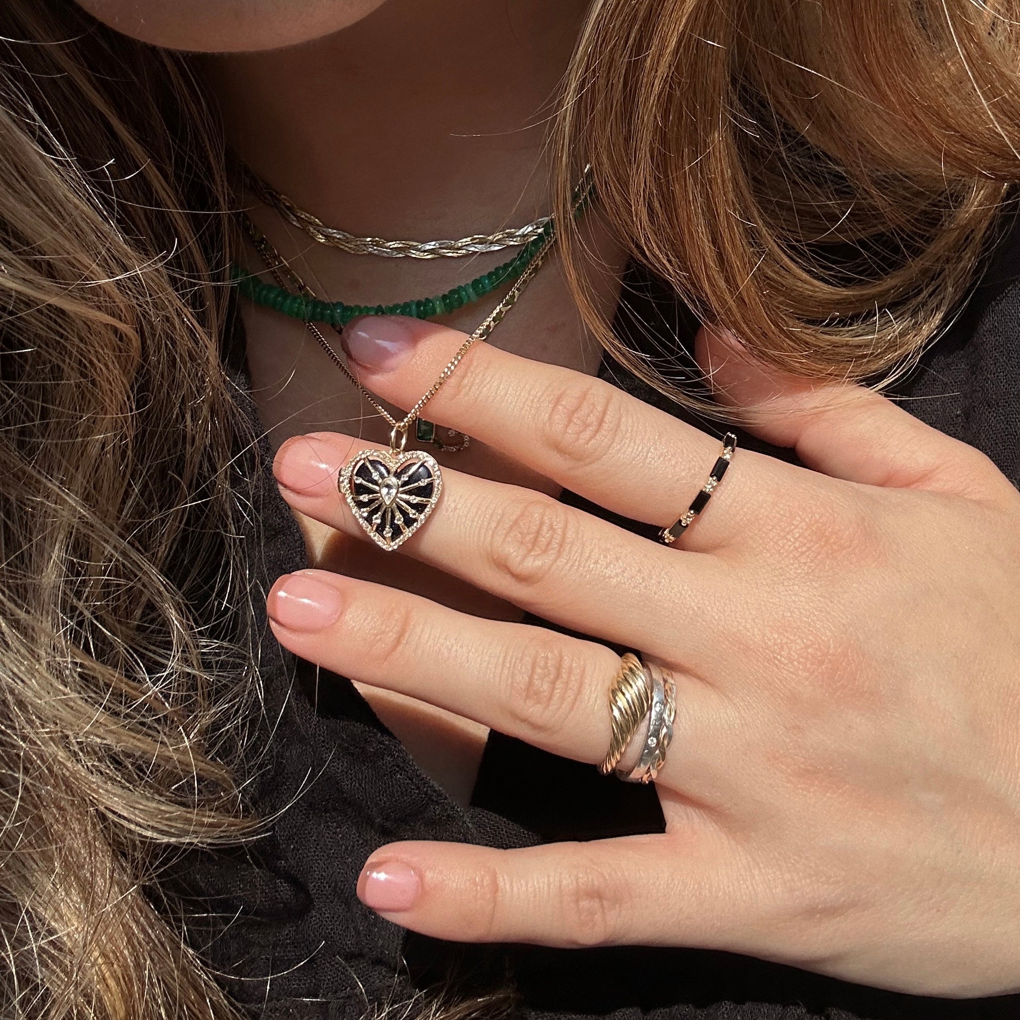 Solid Gold Changeable Crystal Locket Charm for Manifestation & Positive Energy | Spiritual Jewelry for Meditation, Yoga & Daily Affirmations