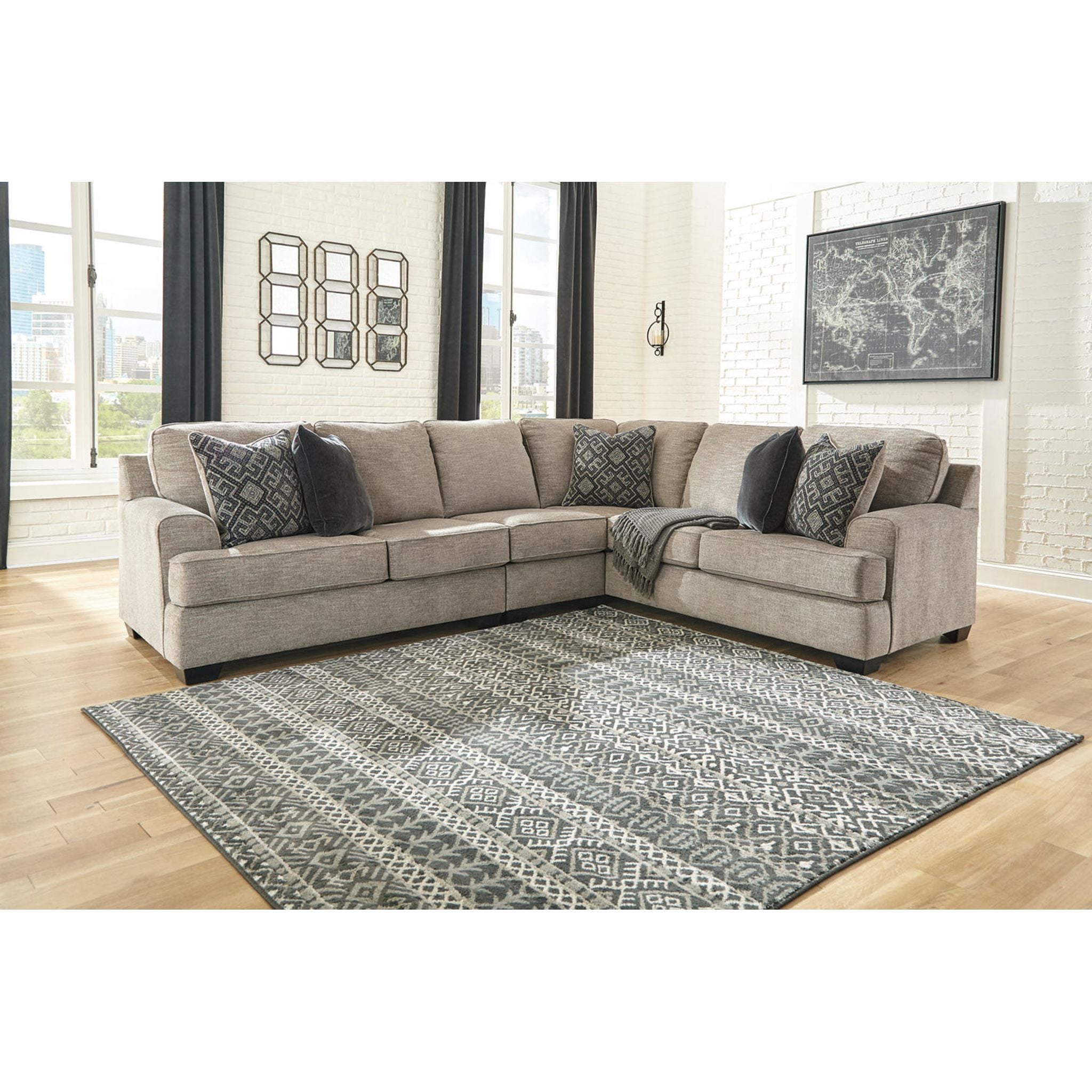 Bavarian 3-Piece Sectional Sofa Set - Modern L-Shaped Couch with Chaise Lounge for Living Room, Family Room & Apartment | Comfortable Fabric Upholstery, Sturdy Frame | Perfect for Small Spaces & Home Theater