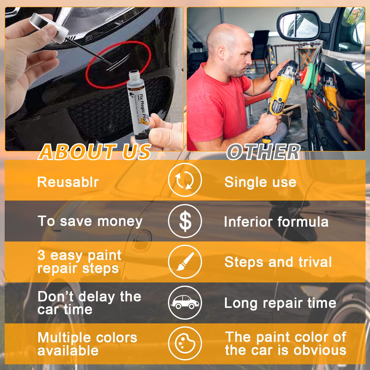 Car Touch Up Paint Pen - Scratch Repair Kit for Automotive Paint (Black) | Easy DIY Car Scratch Remover for Cars, Trucks & SUVs - Perfect for Small Scratches & Chips