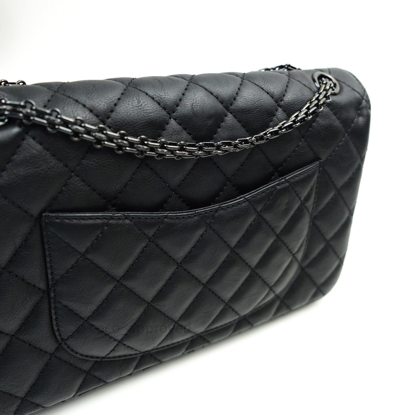 Chanel 2.55 Quilted Reissue 226 Double Flap Bag in So Black Crumpled Calfskin Leather - Luxury Handbag for Women, Perfect for Evening Events & Special Occasions