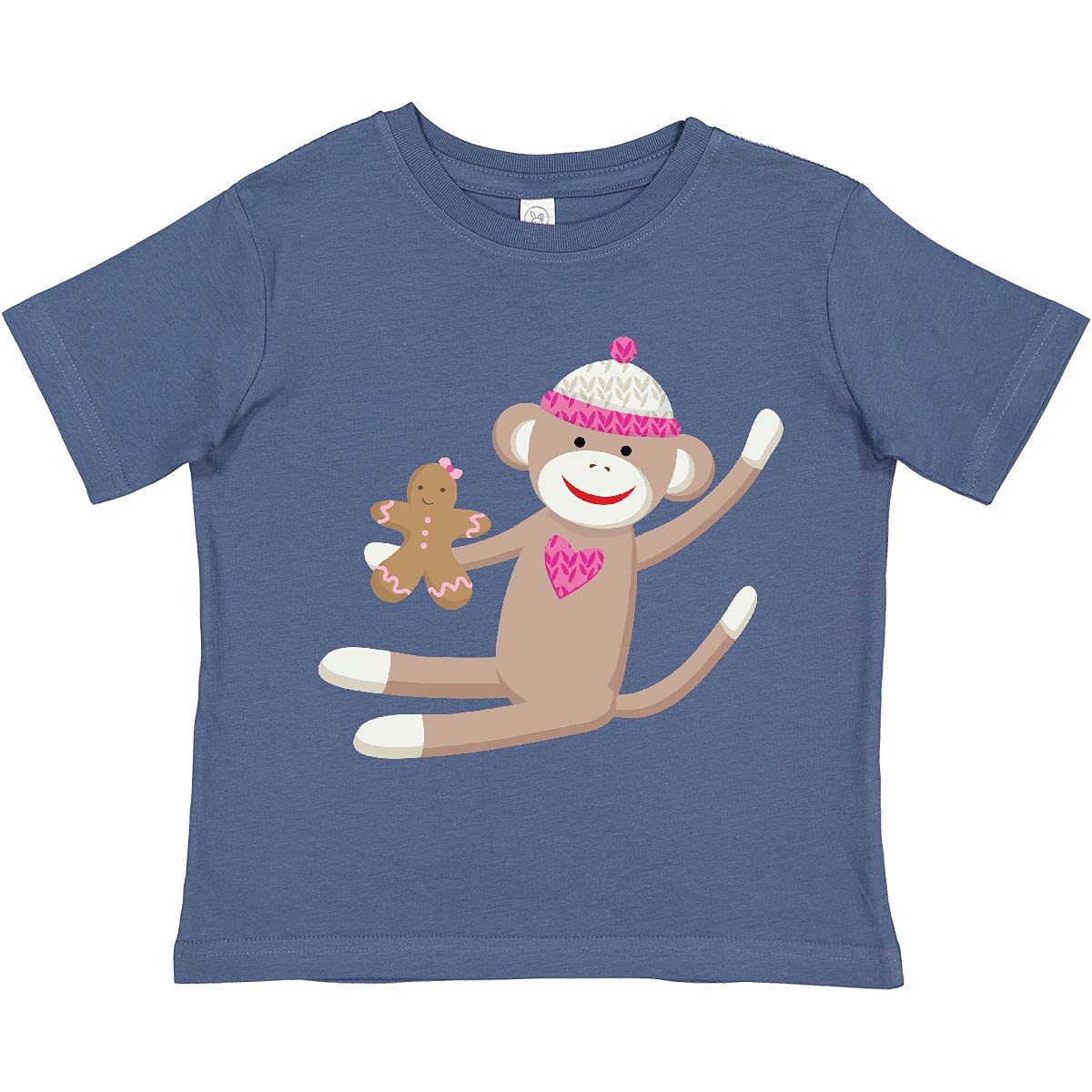 Inktastic Sock Monkey Gingerbread Toddler T-Shirt - Cute Holiday Christmas Outfit for Baby Boys & Girls - Perfect for Family Photos, Parties & Festive Celebrations