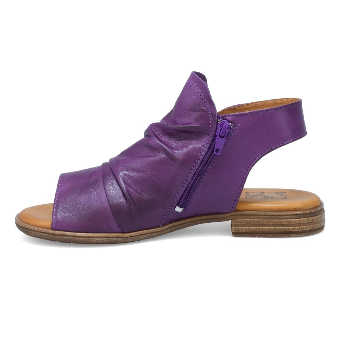 Miz Mooz Dylan Leather Sandals for Women - Peep Toe Boho Sandals with Side Zipper Closure | Comfortable & Stylish for Summer, Beach, and Casual Outings