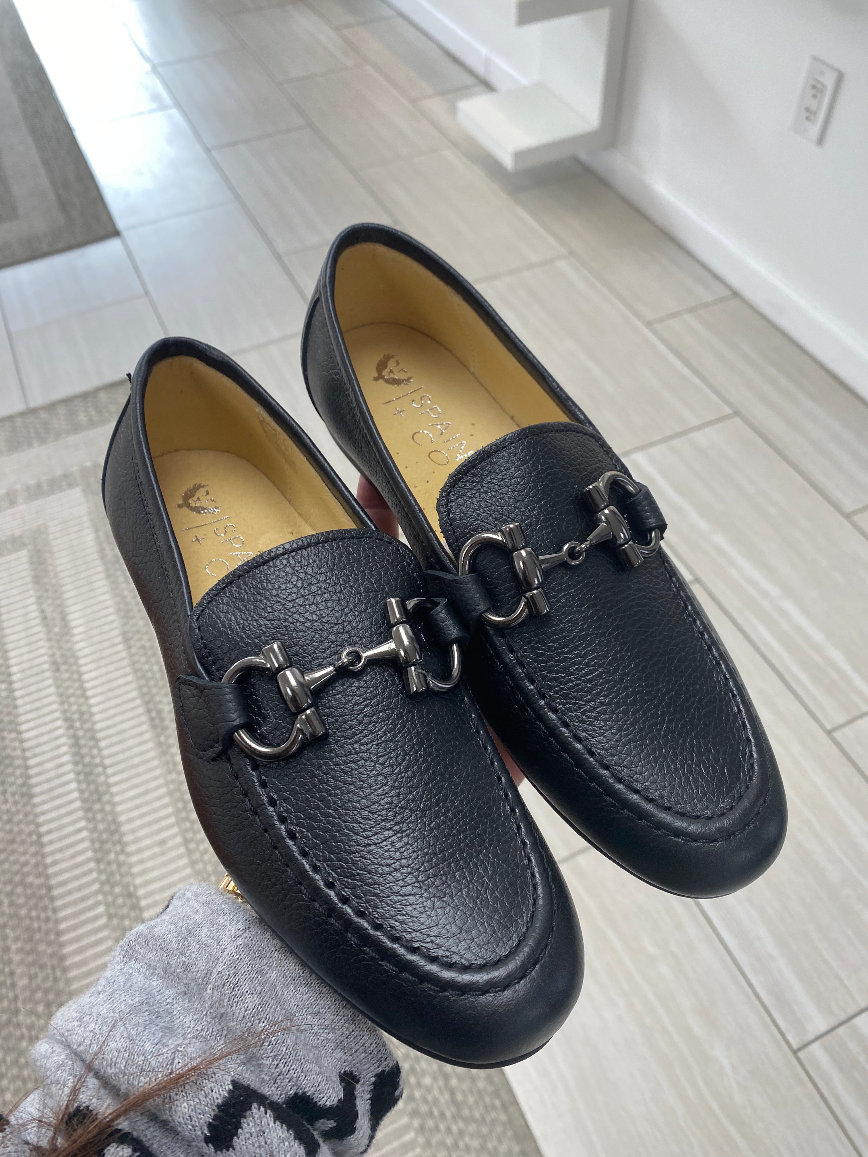 Spain+Co Black Pebbled Leather Buckle Dress Shoes for Men - Classic Formal & Business Oxfords for Office, Wedding & Special Occasions