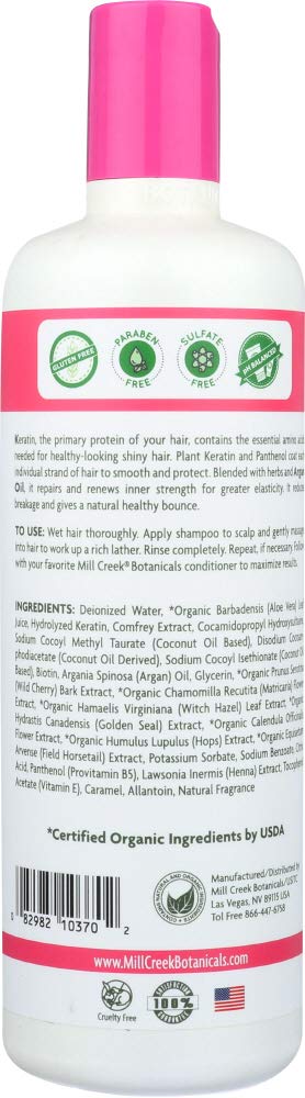Mill Creek Keratin Shampoo 16oz - Repairing & Strengthening Hair Treatment for Damaged Hair - Sulfate-Free Formula with Natural Keratin Protein - Perfect for Daily Use & Salon-Quality Results at Home