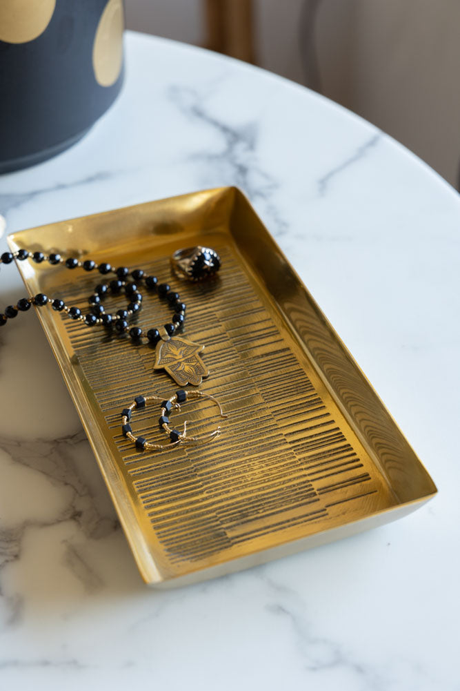 Elegant Gold Accent Trinket Tray - Perfect for Jewelry Storage, Home Decor & Gift Giving - Stylish Catch-All Dish for Rings, Earrings & Small Essentials