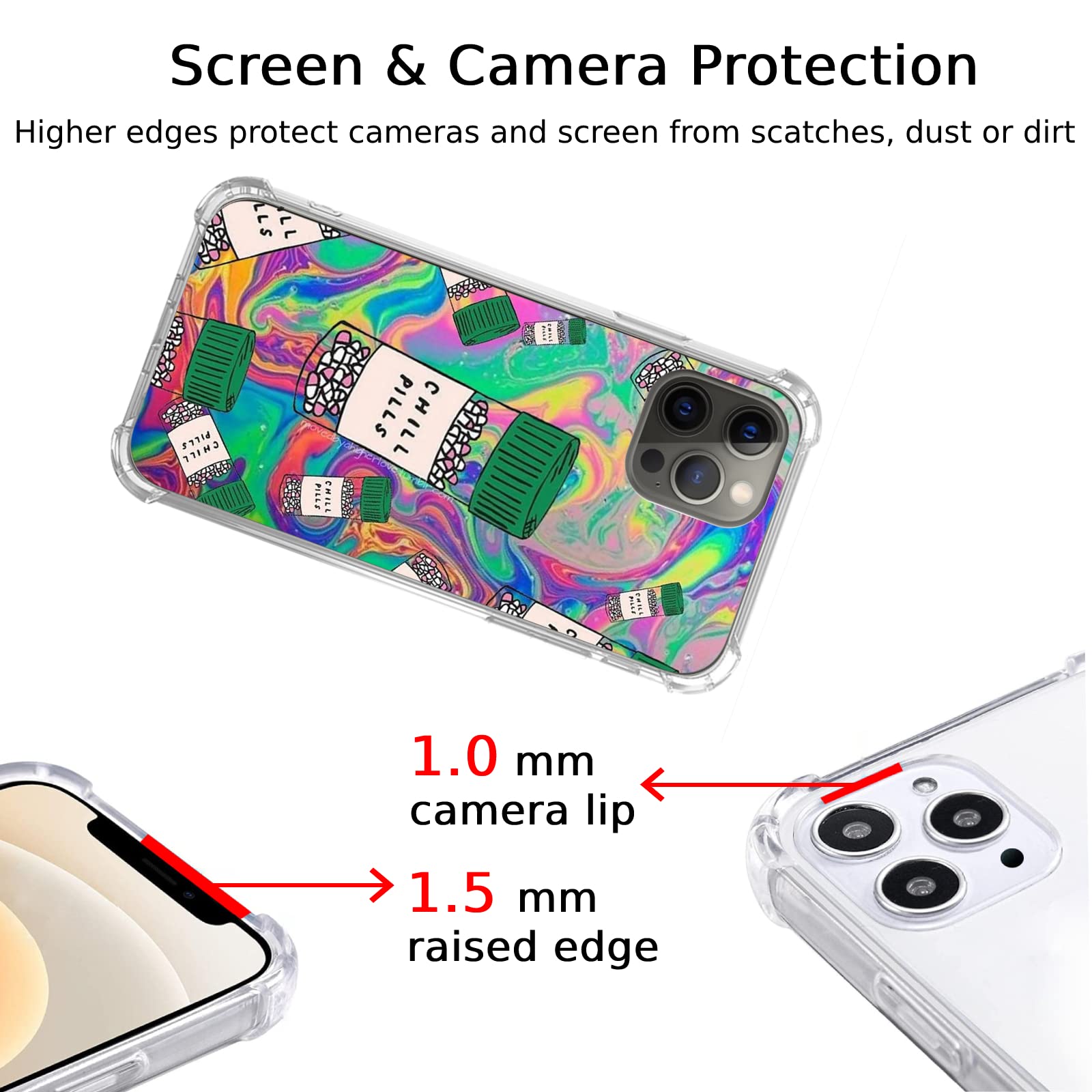Trippy Colorful Swirl iPhone 13 Pro Case - Aesthetic Indie Psychedelic TPU Cover with Groovy Art Design | Perfect for Music Festivals, Rave Parties & Boho Lifestyle