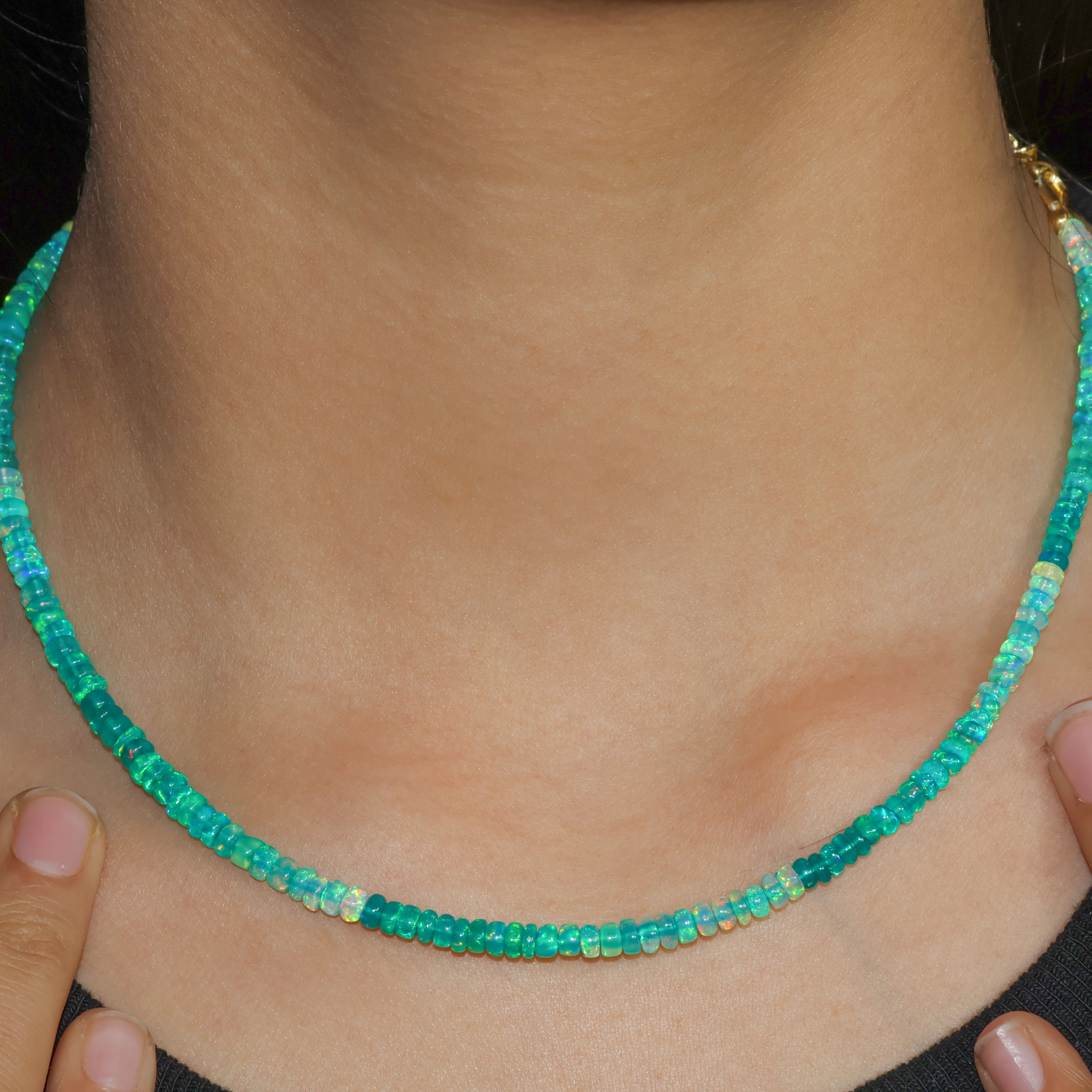 Natural Green Opal Plain Bead Strand Handmade Necklace for Women - Boho Chic Jewelry Gift for Birthday, Wedding & Everyday Wear