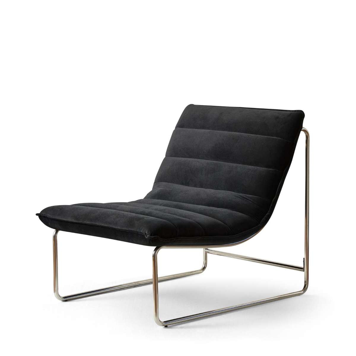 Frank Ribbed Occasional Chair - Modern Upholstered Accent Chair for Living Room, Bedroom or Office - Black Velvet Fabric with Sturdy Metal Legs - Perfect for Reading Nook, Lounge Area or Guest Seating
